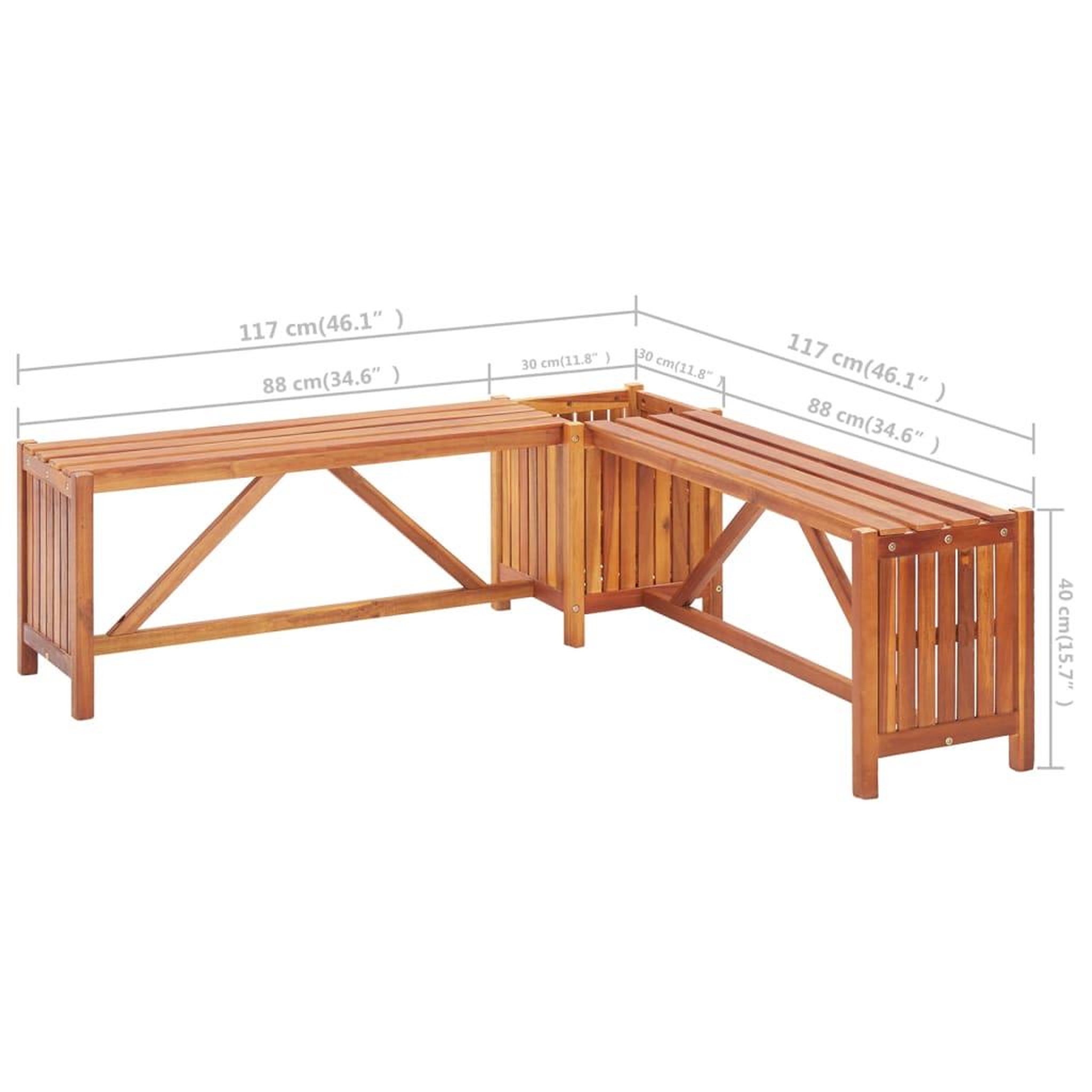 Voir la diapositive 6 : VIDAXL Banc de jardin et jardiniere 117x117x40 cm Bois solide d'acacia