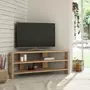 TOILINUX Meuble TV d'angle design scandinave Thales - L. 114 x H. 45 cm - Marron