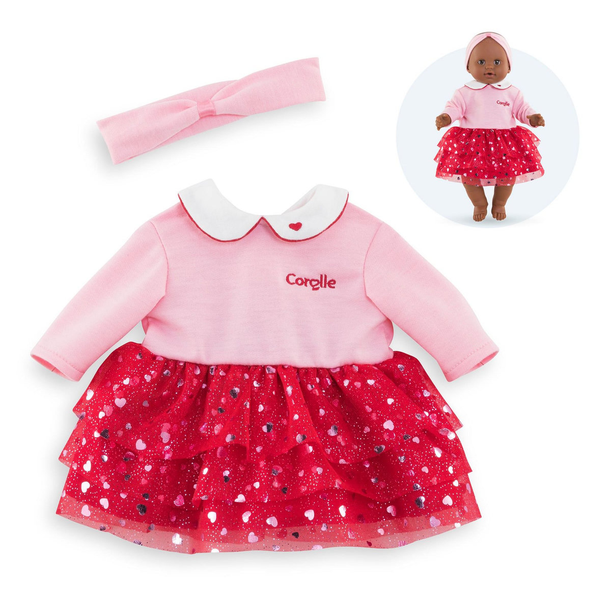 Corolle Robe et Bandeau Pétales de Cœurs pour poupon 36 cm