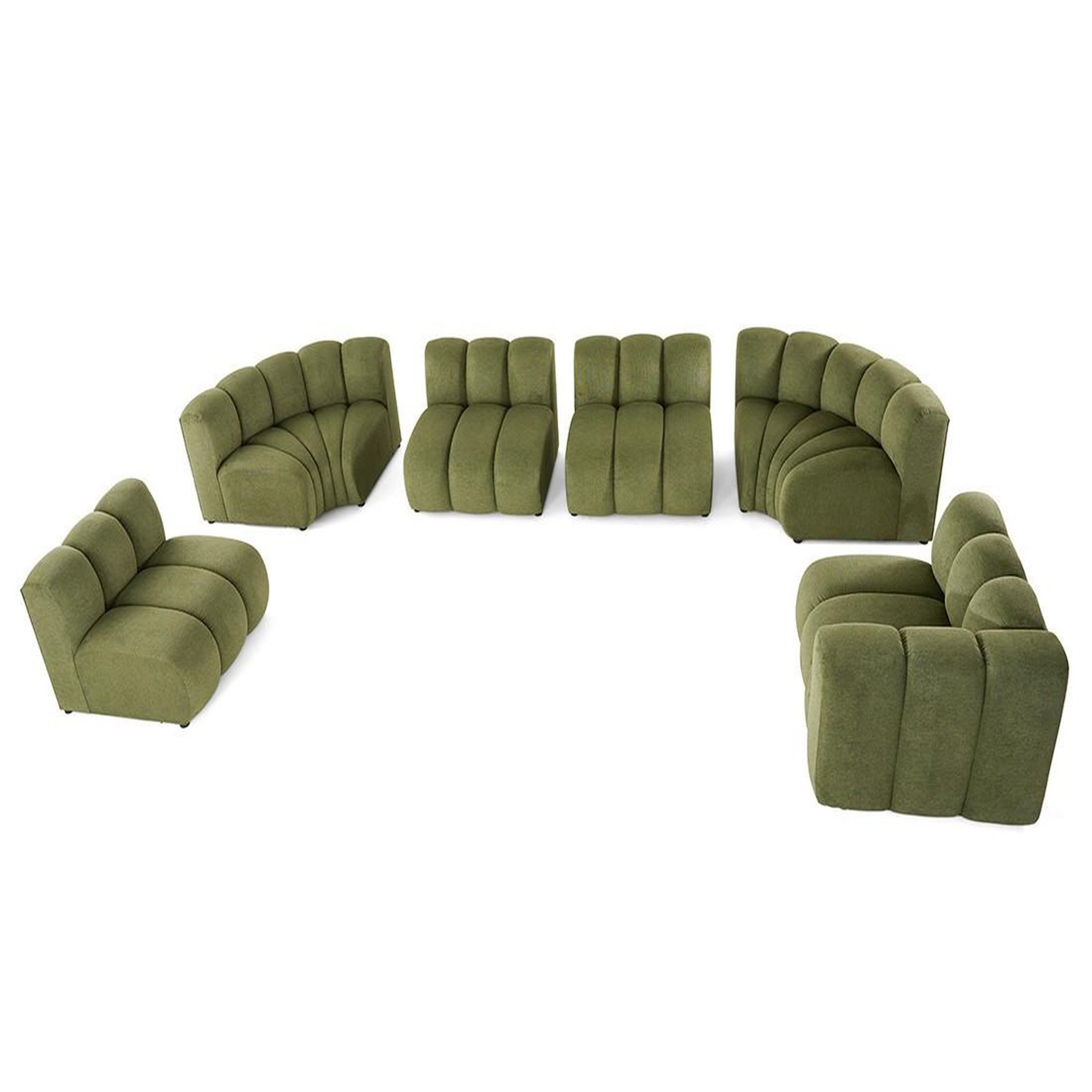 Voir la diapositive 2 : LISA DESIGN Debbie - canapé modulable panoramique d'angle gauche 7 places en tissu texturé