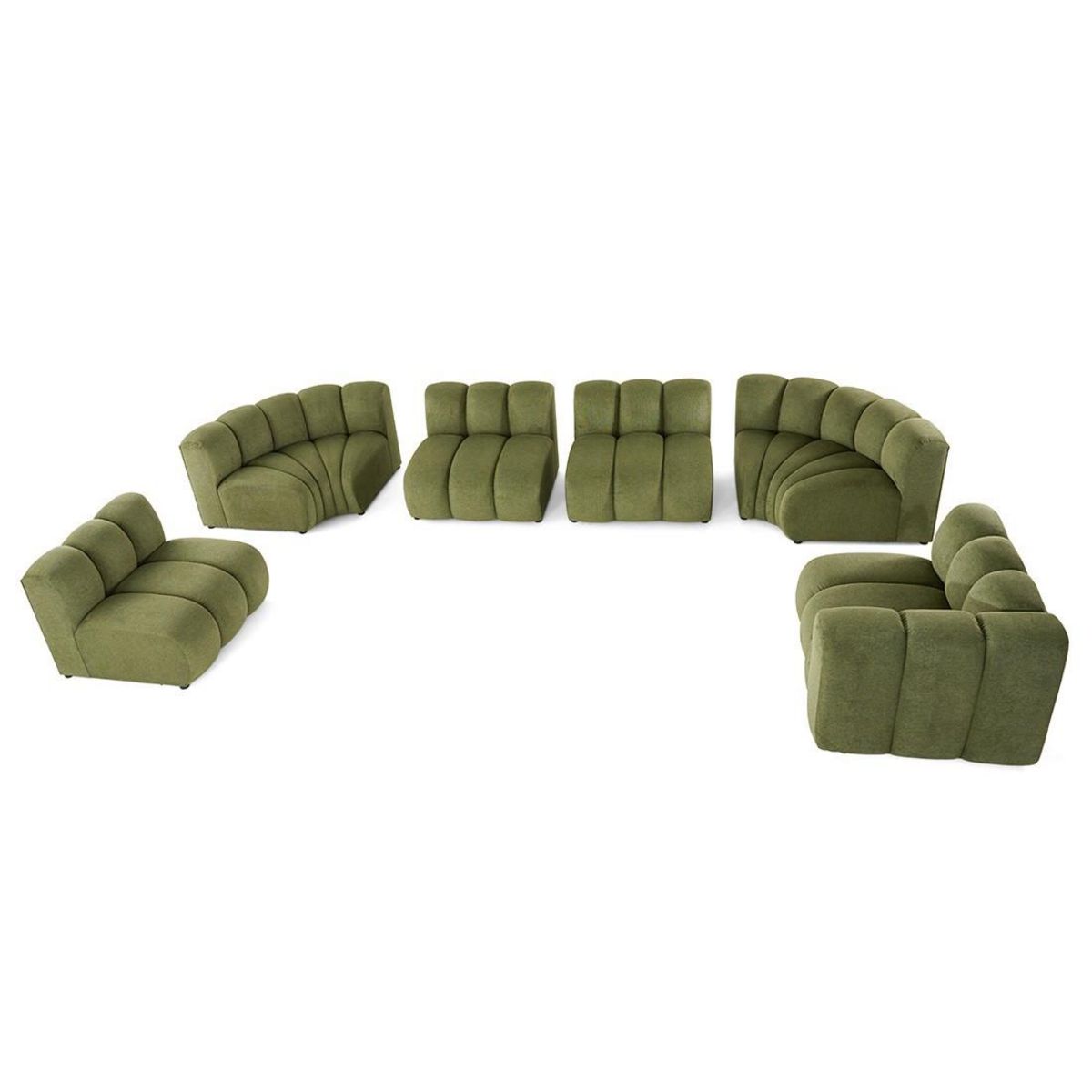 LISA DESIGN Debbie - canapé modulable panoramique d'angle gauche 7 places en tissu texturé