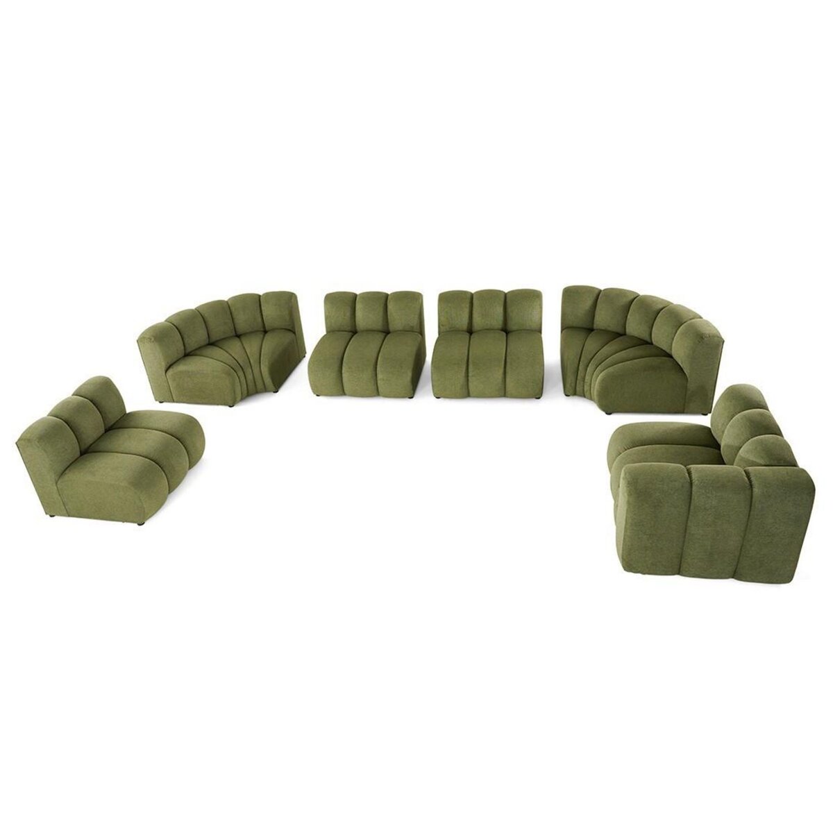 LISA DESIGN Debbie - canapé modulable panoramique d'angle gauche 7 places en tissu texturé