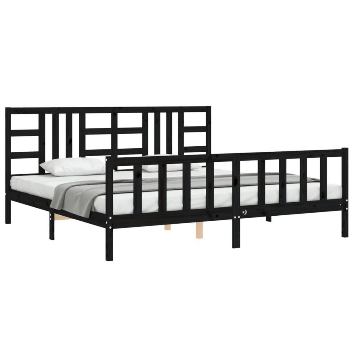 VIDAXL Cadre de lit sans matelas noir 200x200 cm bois massif de pin