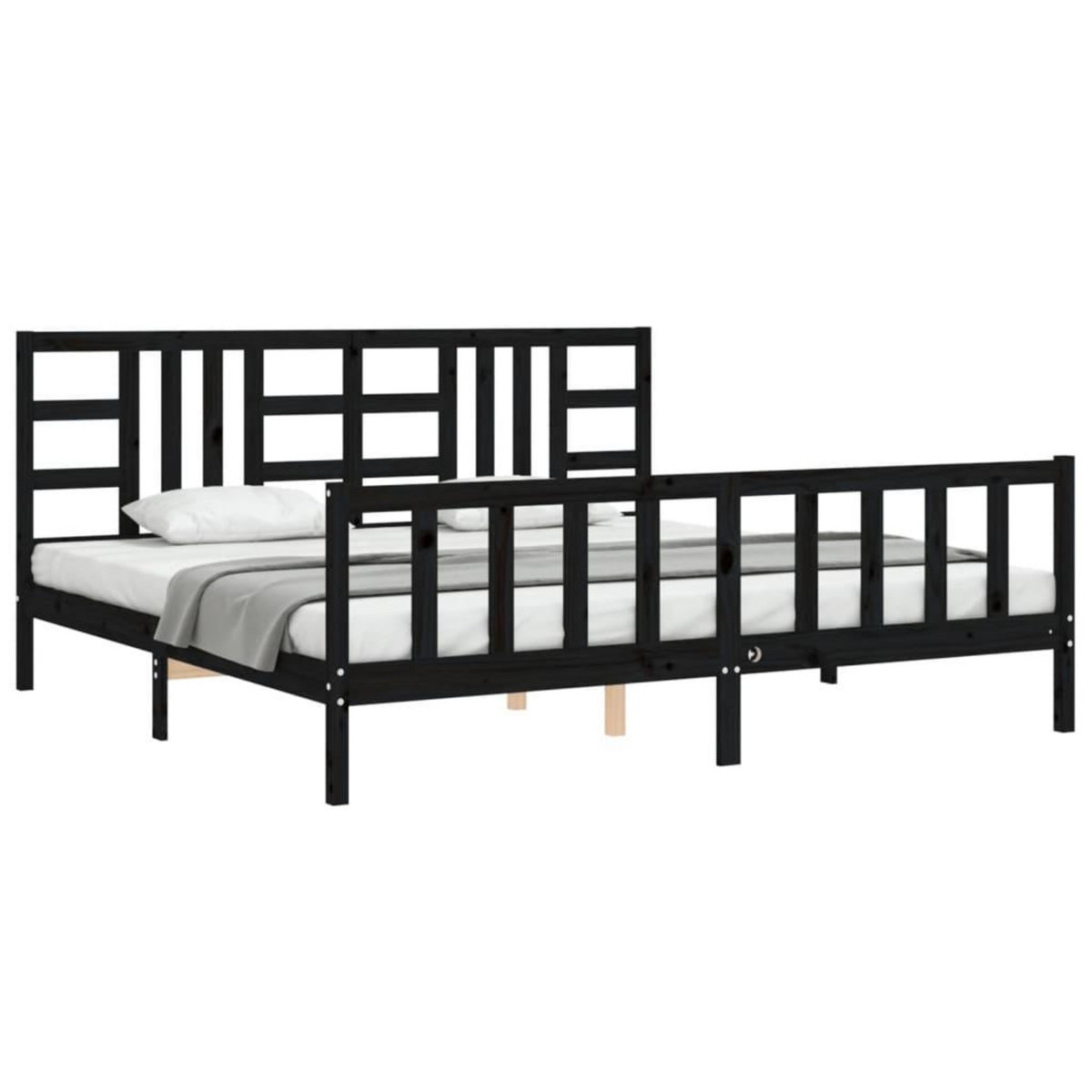 VIDAXL Cadre de lit sans matelas noir 200x200 cm bois massif de pin