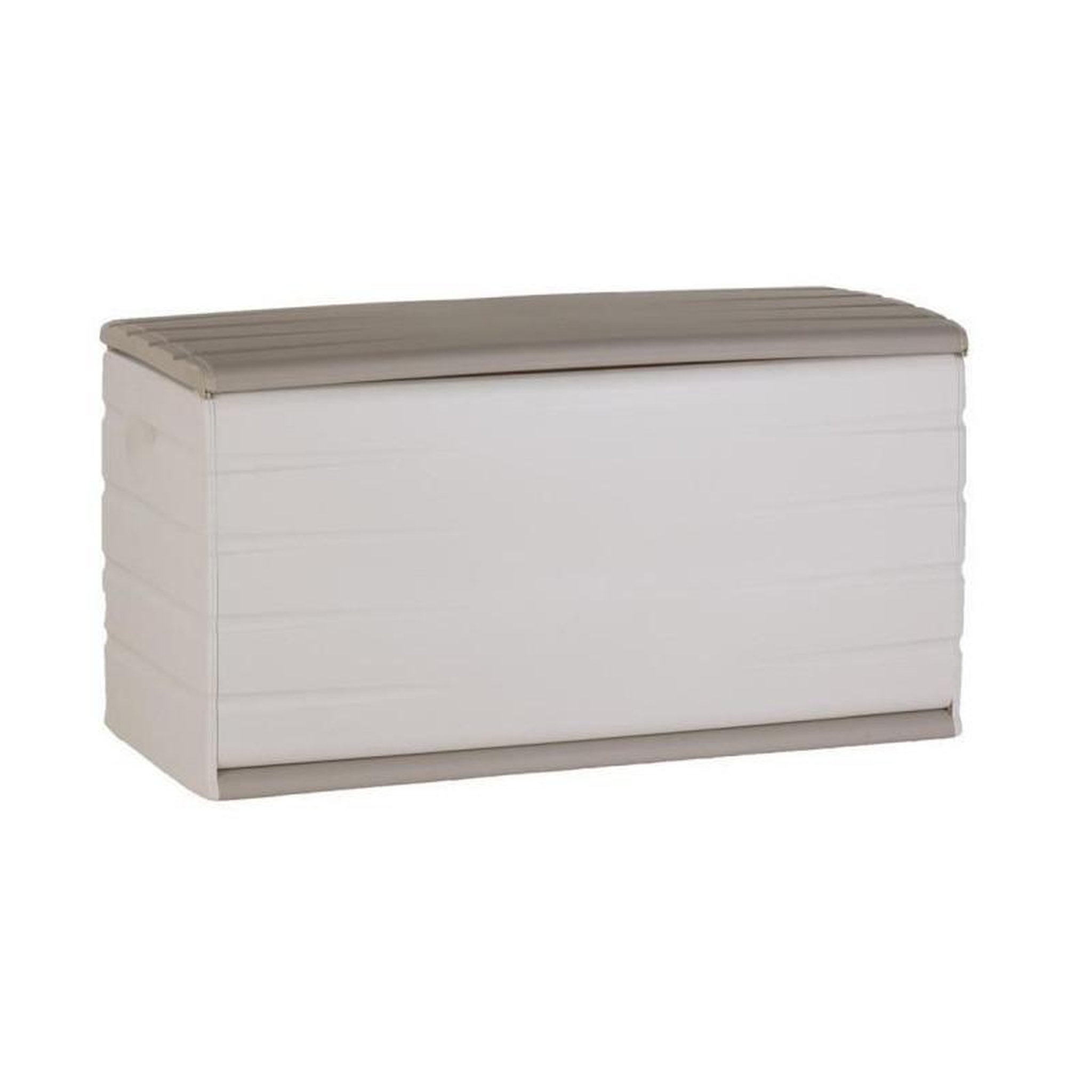 PLASTIKEN PLASTIKEN Coffre 350L Interieur/Exterieur Fonctionnel et Esthetique Cadenassable avec Roulettes Beige
