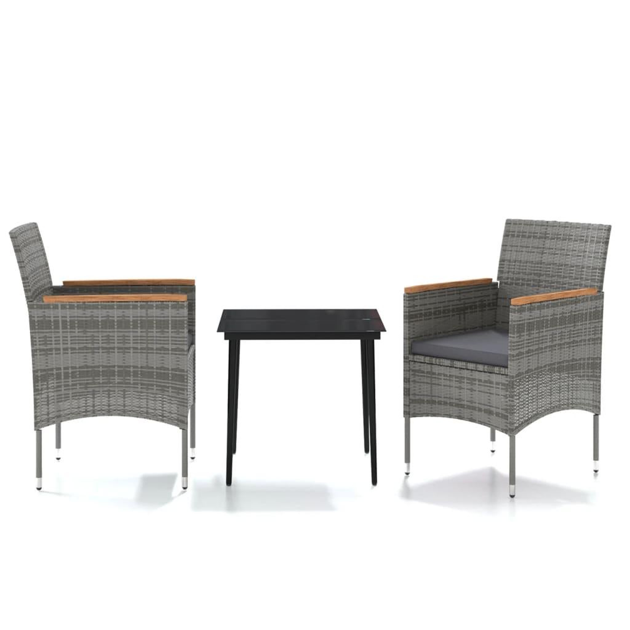 Voir la diapositive 2 : VIDAXL Ensemble a manger de jardin et coussins 3 pcs Gris et noir