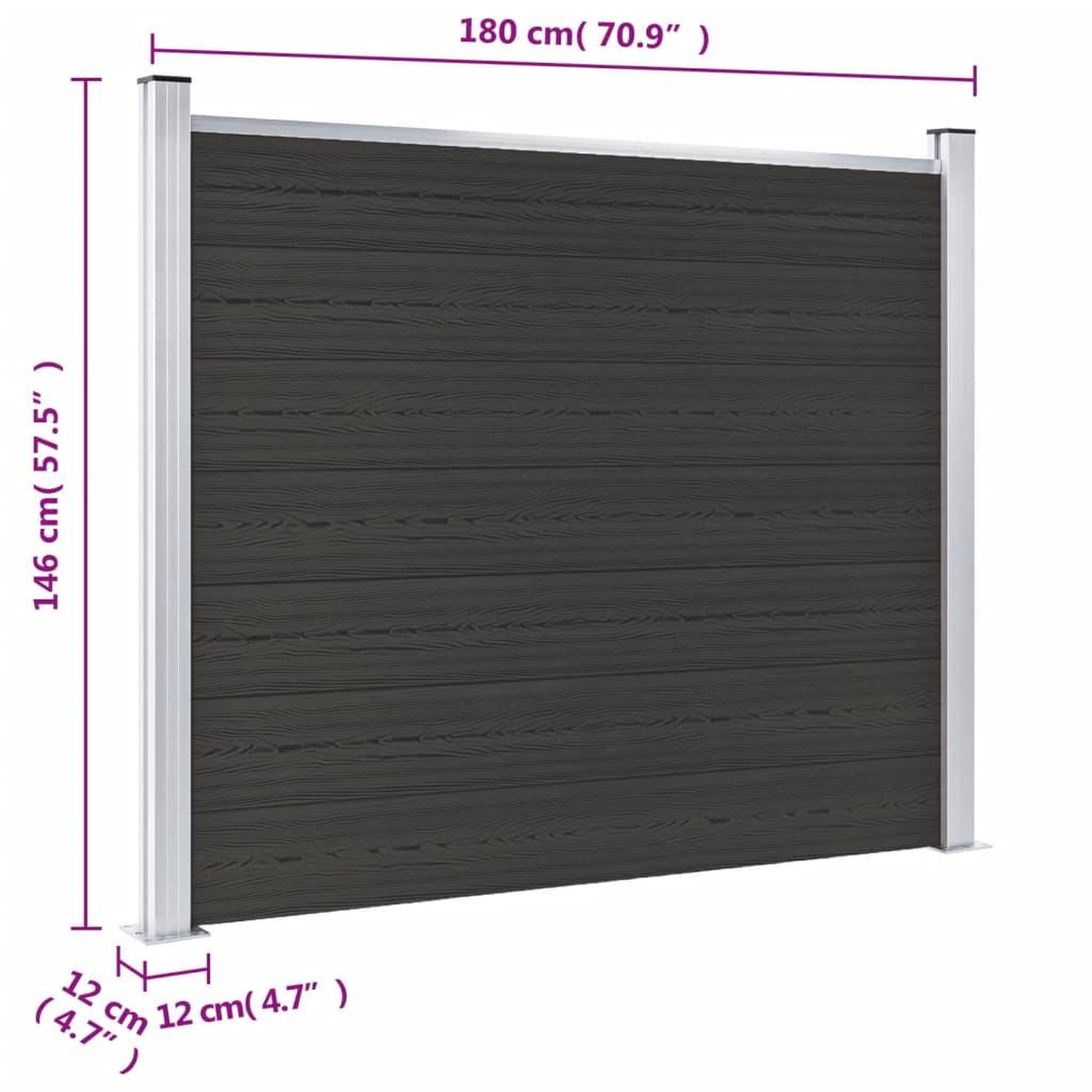 Voir la diapositive 6 : VIDAXL Panneau de cloture WPC 180x146 cm Noir