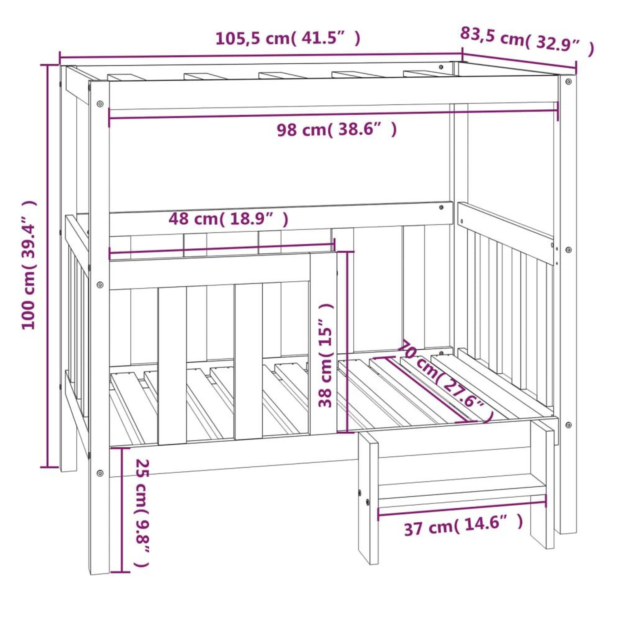 Voir la diapositive 6 : VIDAXL Lit pour chien Blanc 105,5x83,5x100 cm Bois de pin solide
