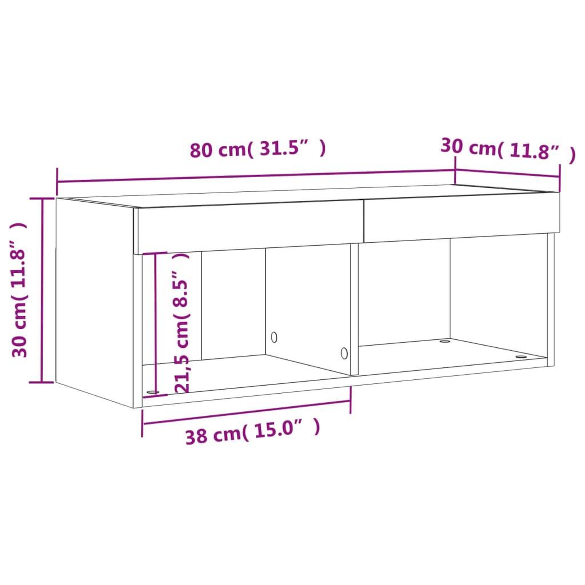 Voir la diapositive 6 : VIDAXL Meuble TV avec lumieres LED blanc 80x30x30 cm
