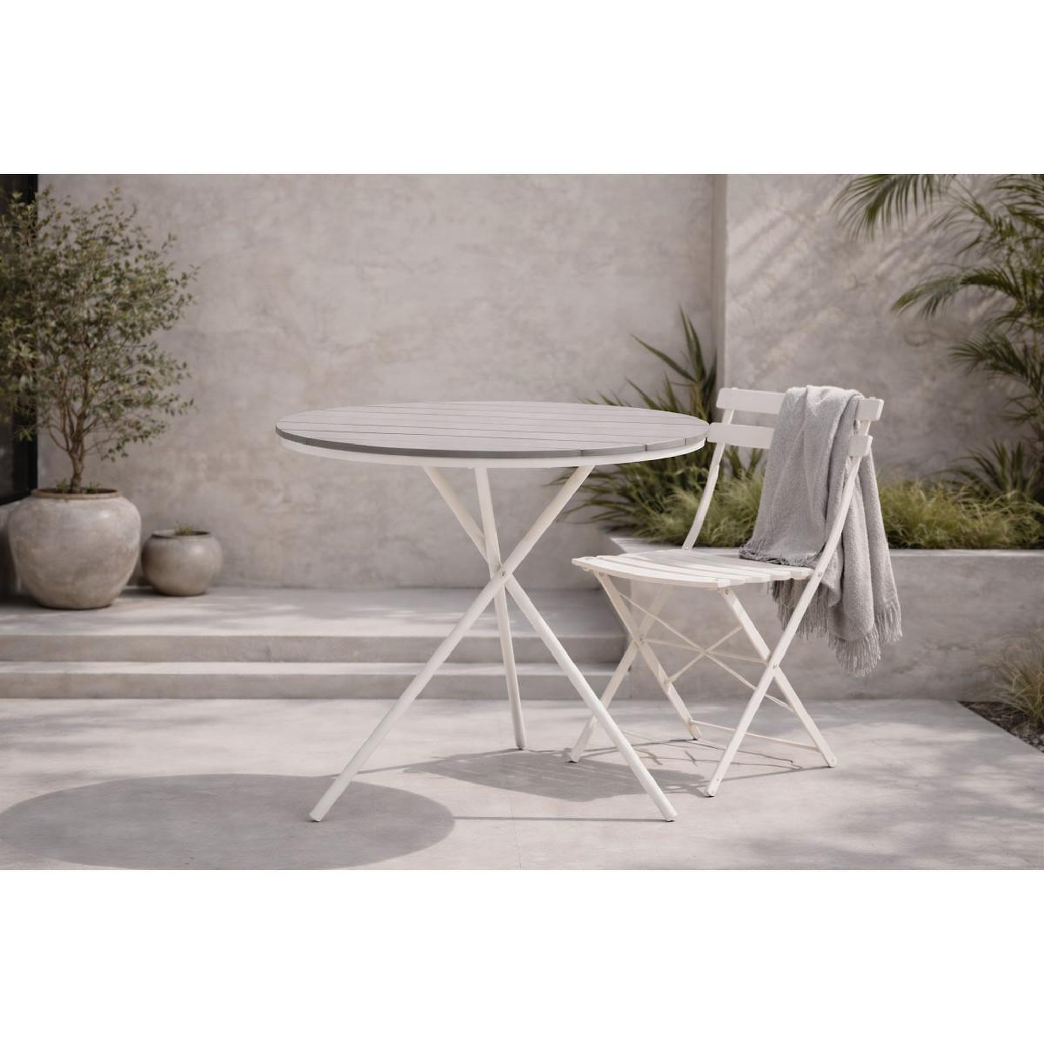 Voir la diapositive 4 : Paris Prix Table de Jardin Ronde  Parma  90cm Gris