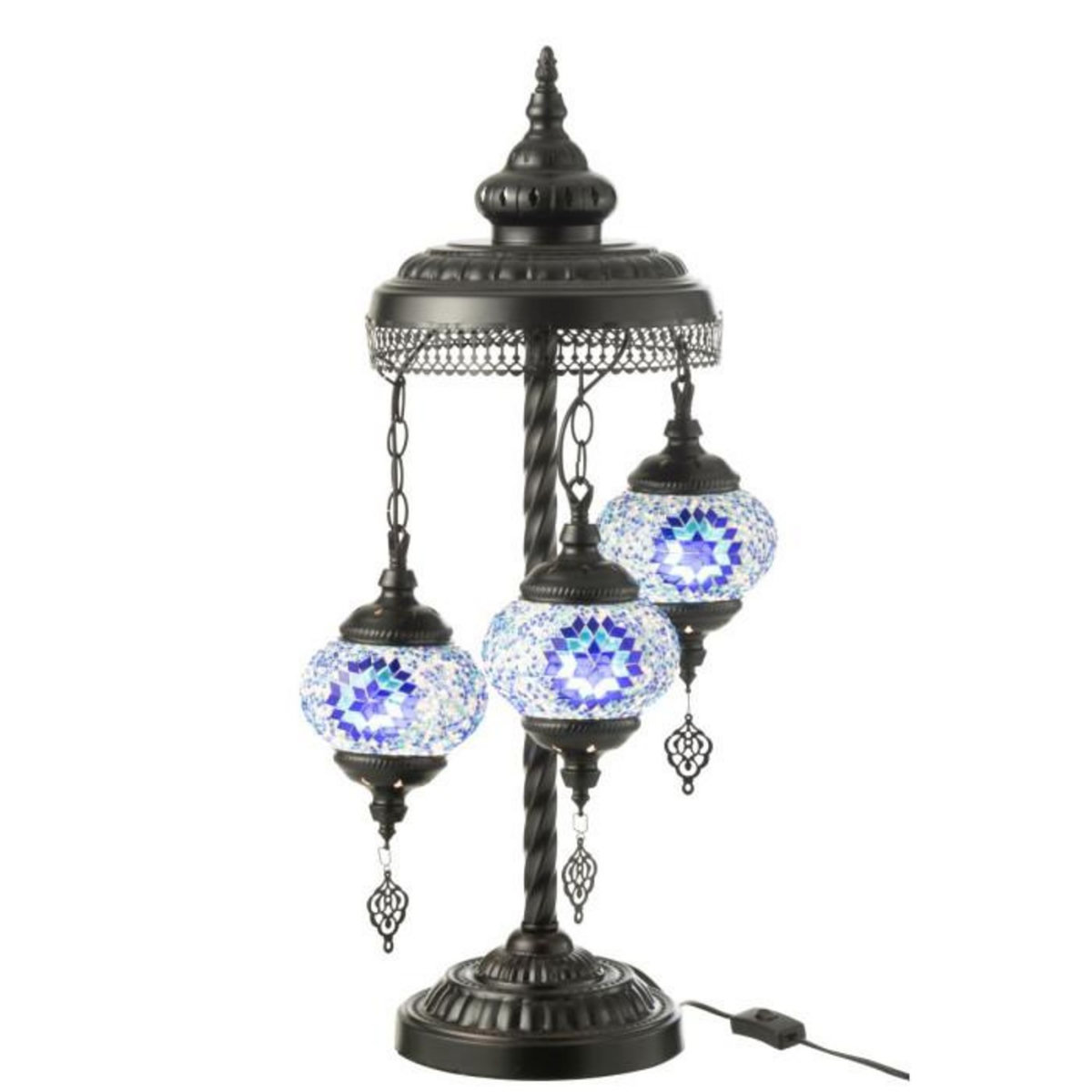 Paris Prix Lampe à Poser Mosaïque 3 Têtes  Neal  78cm Bleu