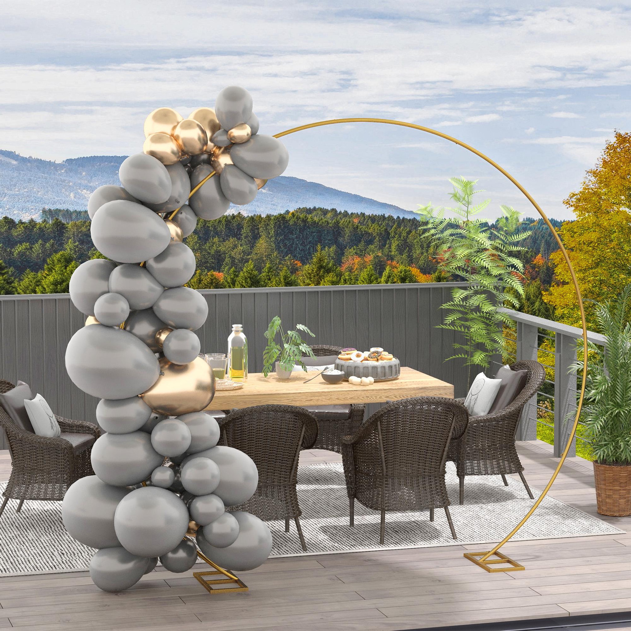 Voir la diapositive 5 : OUTSUNNY Arche décorative - arche de mariage - arche de ballon - dim. 280L x 60l x 258H cm - acier doré