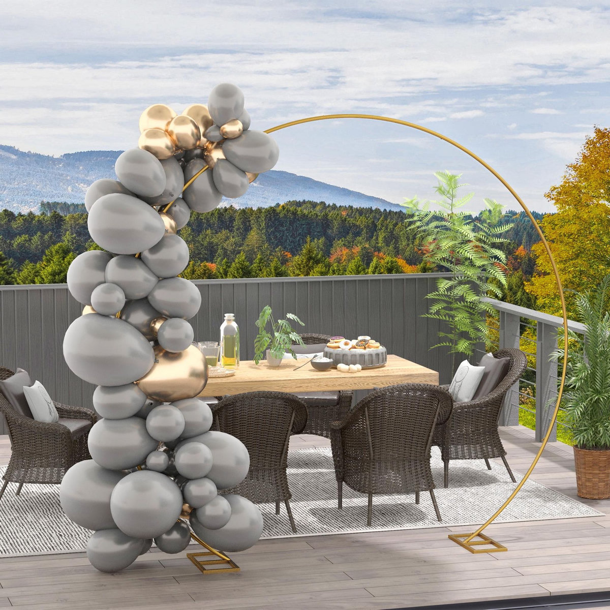 OUTSUNNY Arche décorative - arche de mariage - arche de ballon - dim. 280L x 60l x 258H cm - acier doré