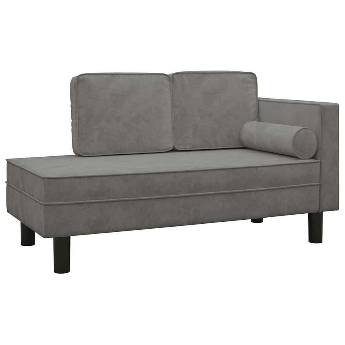 VIDAXL Chaise longue avec coussins et traversin gris clair velours