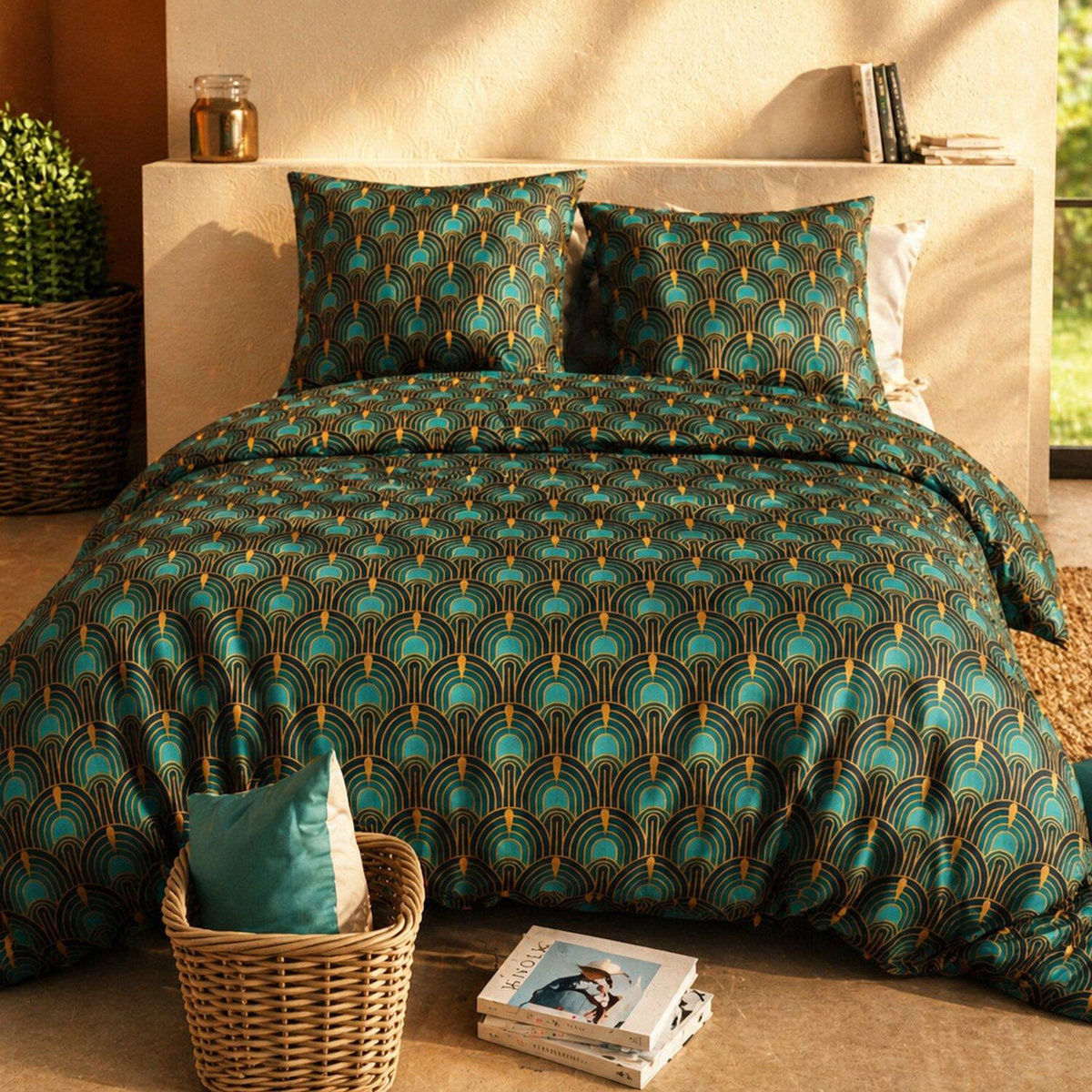 ATELIER DU COTON Parure housse de couette imprimée 100% coton 57fils ROMANA