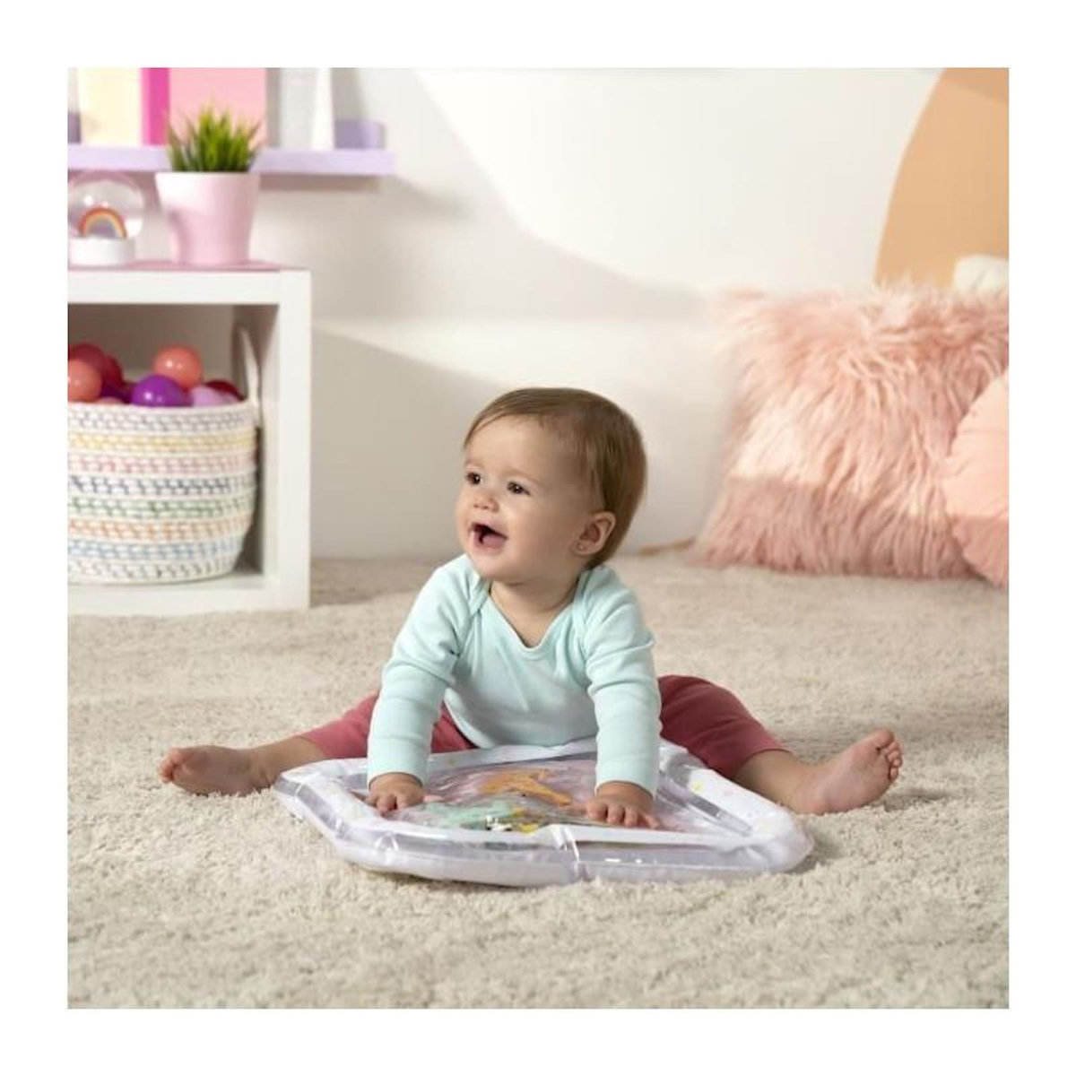 Bright Starts Tapis d'eau bébé - DISNEY BABY - PRINCESSES - Jeu sensoriel et d'éveil - Gonflable - Des la naissance - Facile a nettoyer