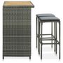 Voir la diapositive 3 : VIDAXL Ensemble de bar 3 pcs Resine tressee Gris