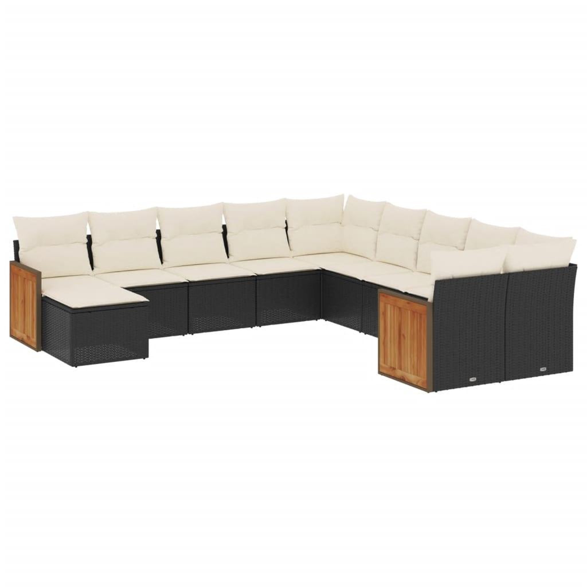 Voir la diapositive 2 : VIDAXL Salon de jardin 11 pcs avec coussins noir resine tressee