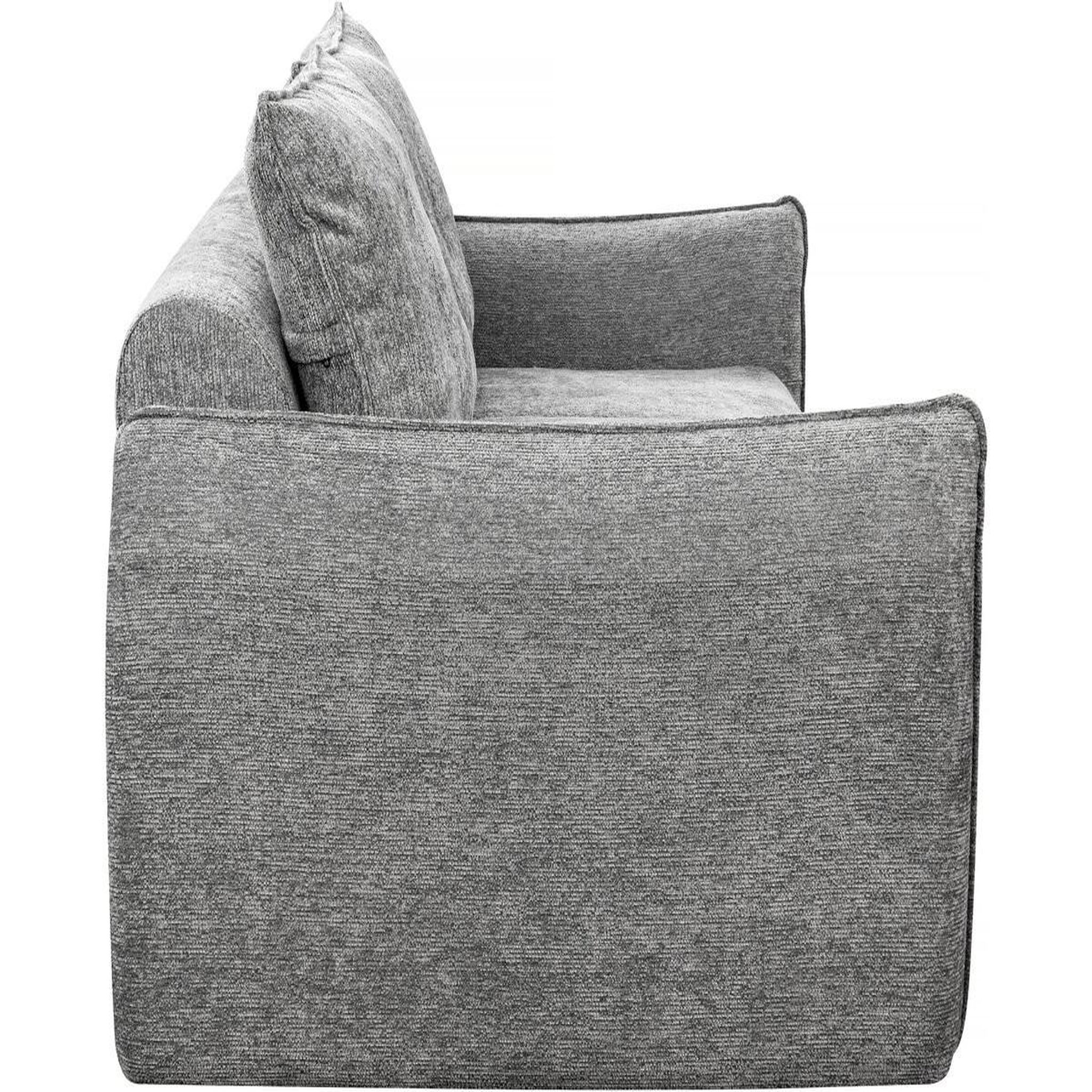Voir la diapositive 4 : Habitat et Jardin Canapé droit en tissu texturé  silvano  - 3 places - gris
