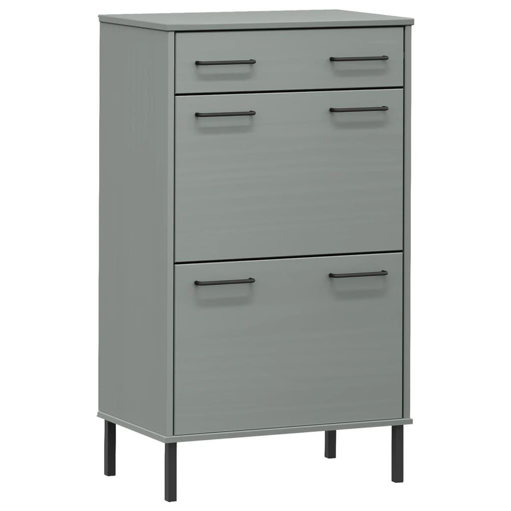 Voir la diapositive 2 : VIDAXL Etagere a chaussures et pieds en metal Gris Bois de pin OSLO