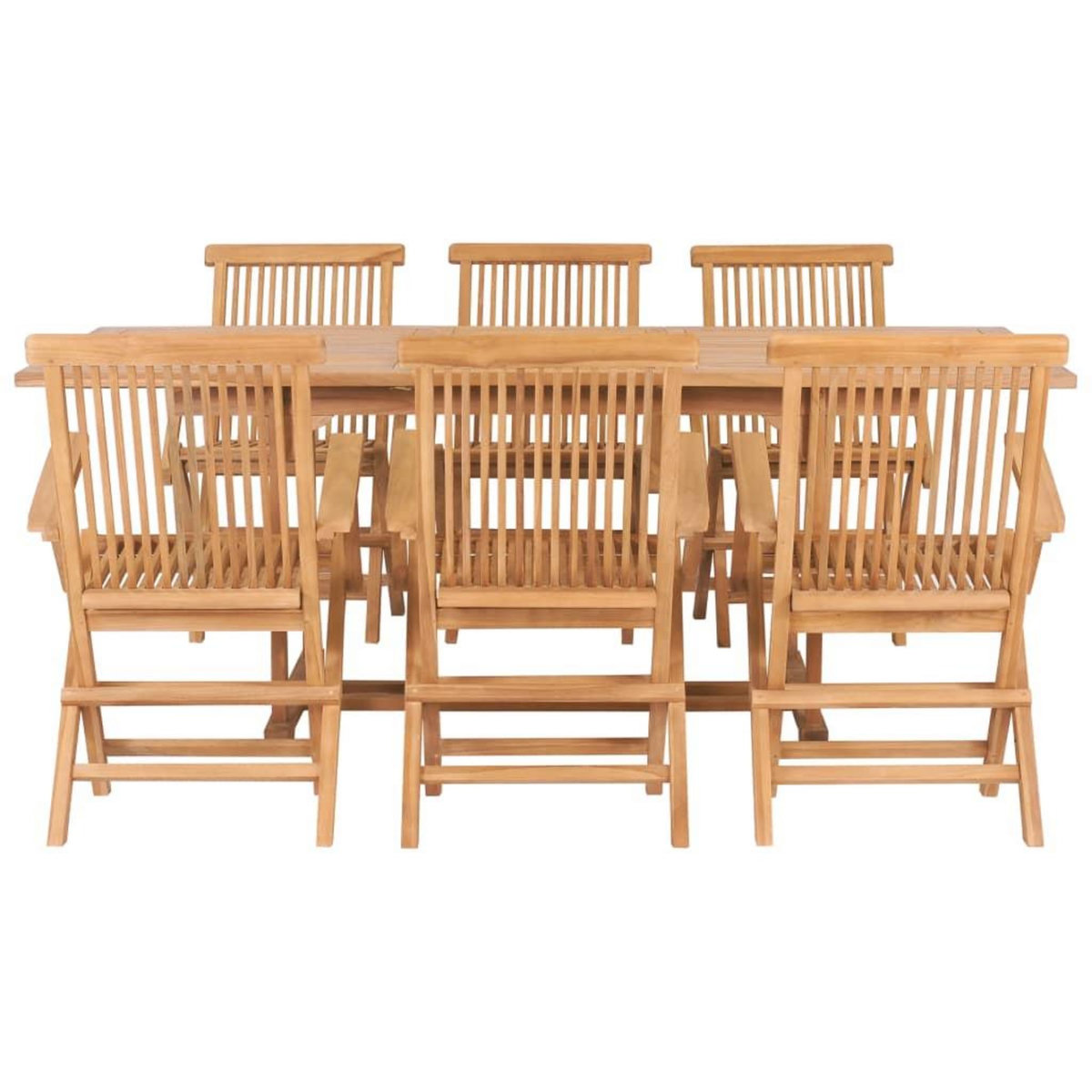 VIDAXL Ensemble a manger d'exterieur 7pcs 150-200x100x75cm Teck massif