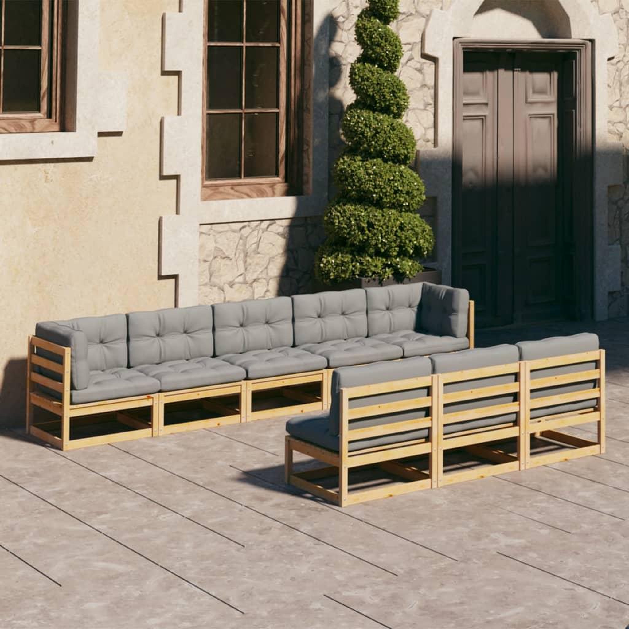 Voir la diapositive 1 : VIDAXL Salon de jardin 8 pcs avec coussins Bois de pin massif
