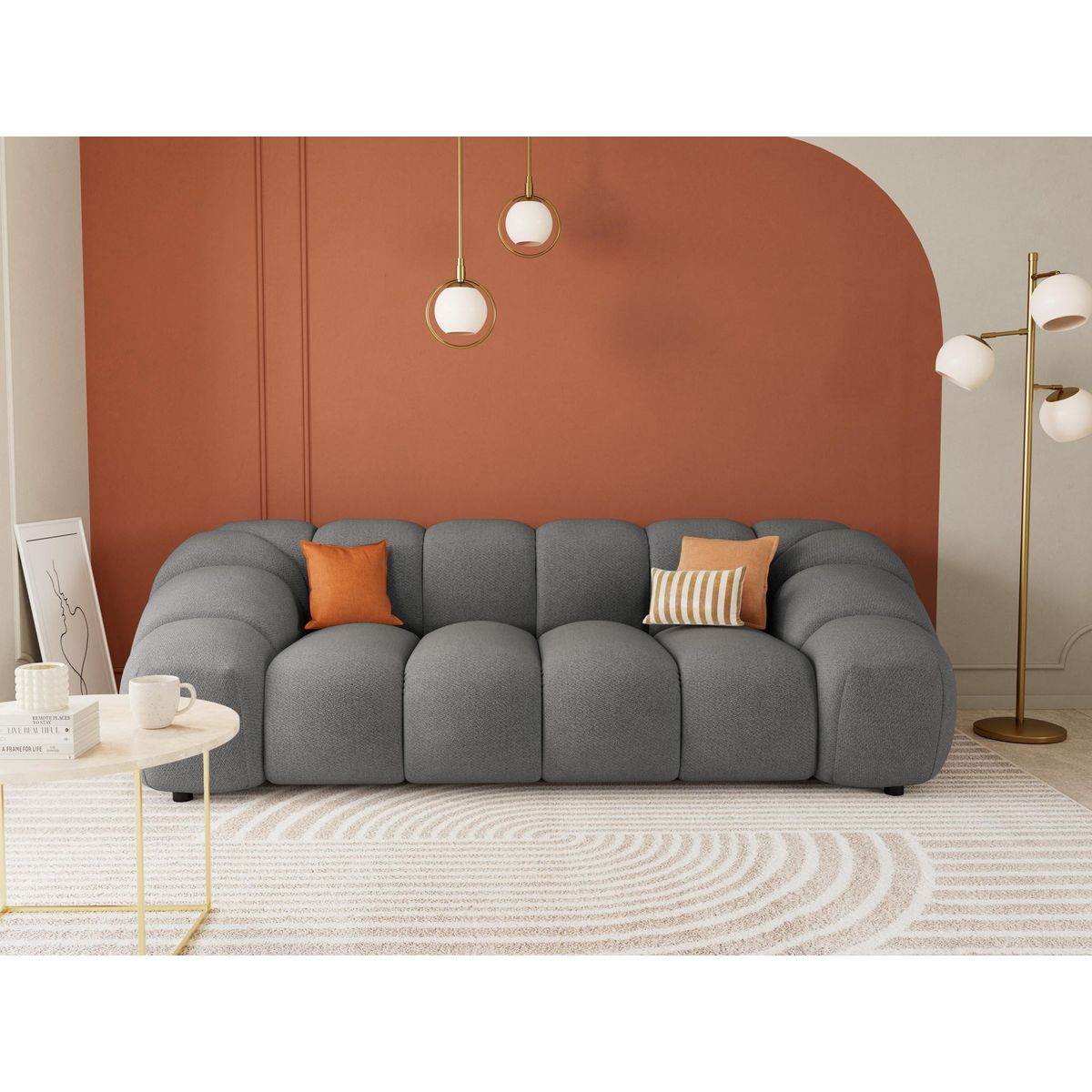 LISA DESIGN Ava - canapé 3 places en velours texturé