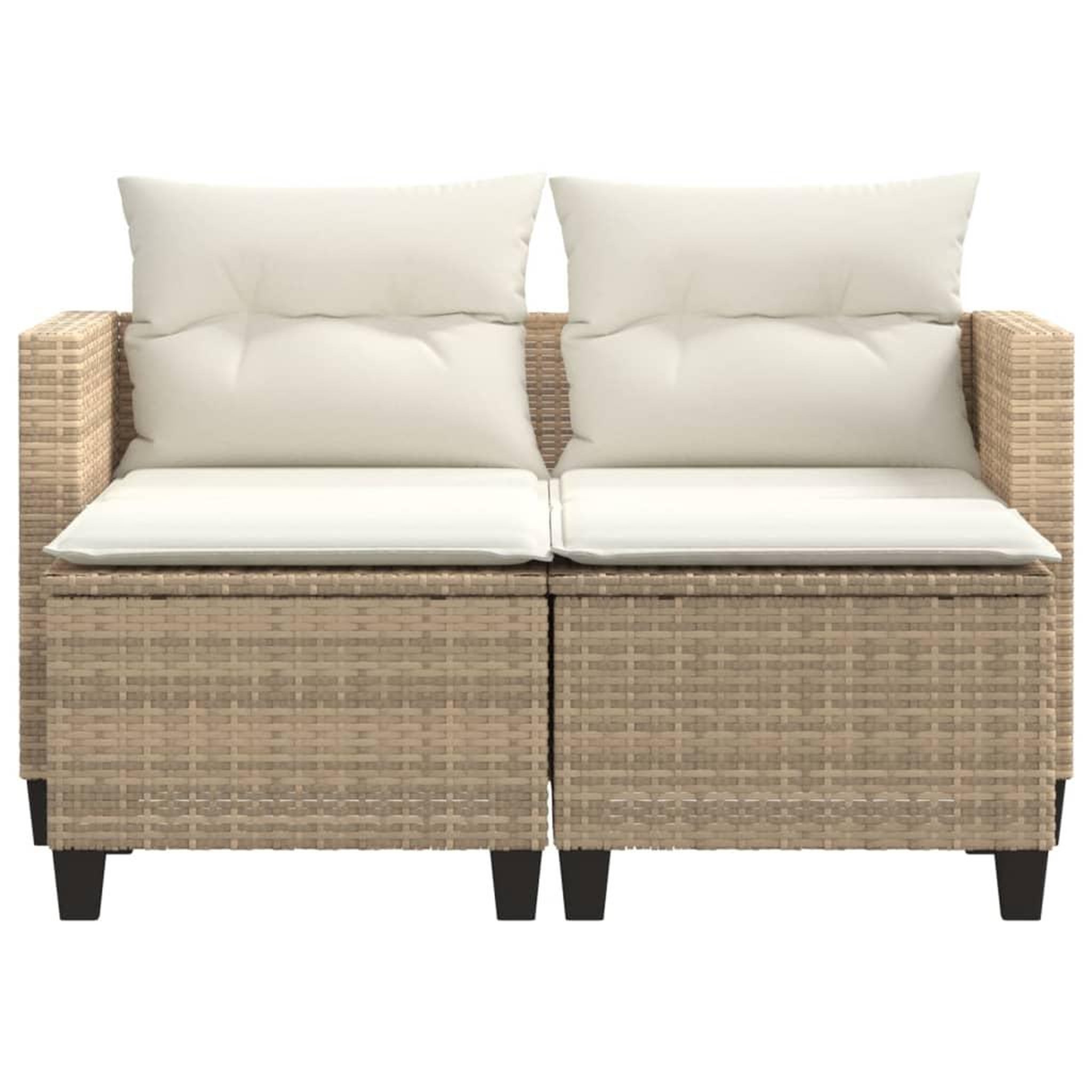 Voir la diapositive 4 : VIDAXL Canape de jardin 2 places avec tabourets beige resine tressee