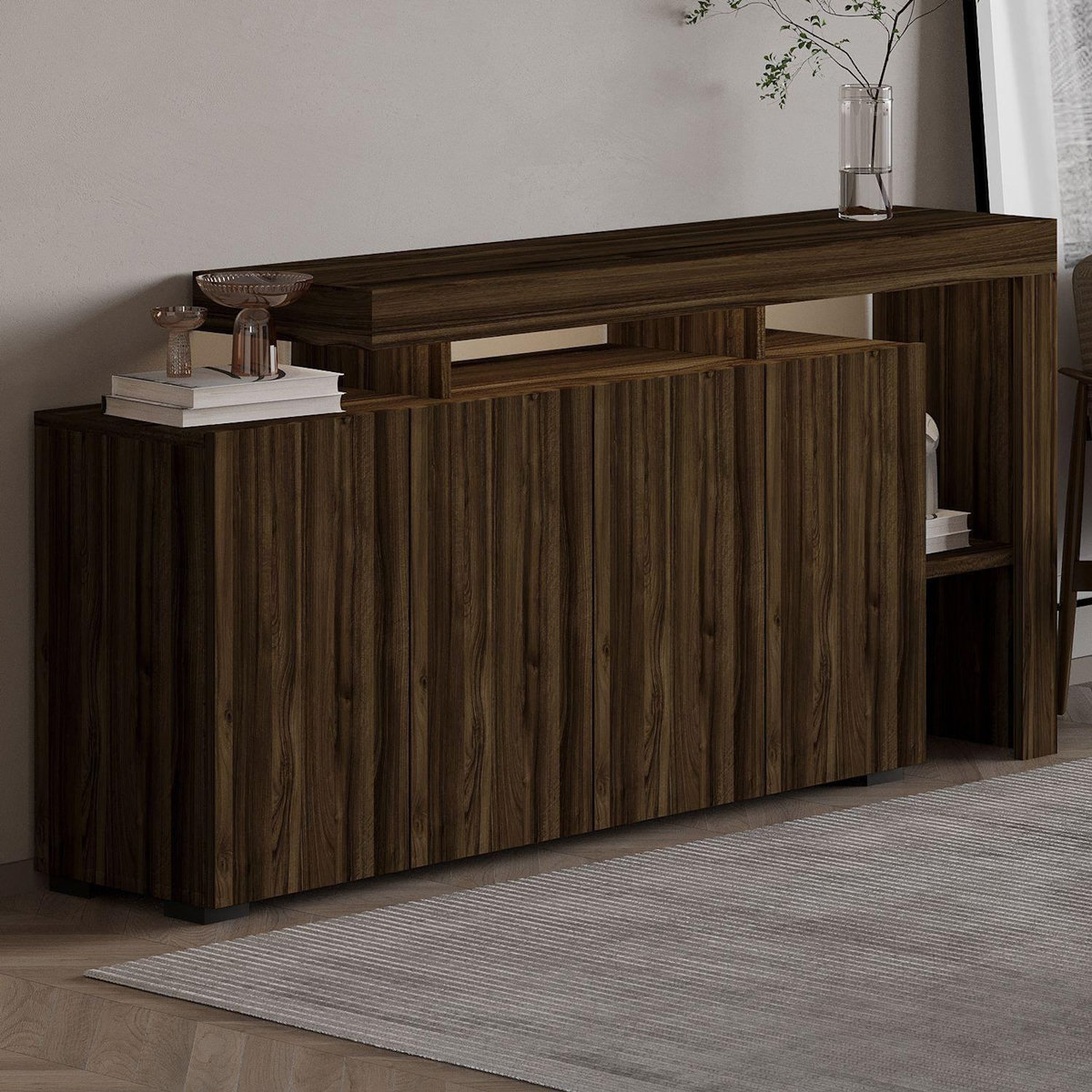 Habitat et Jardin Buffet en bois  Beliz  - 170 x 35 x 80 cm - Noyer