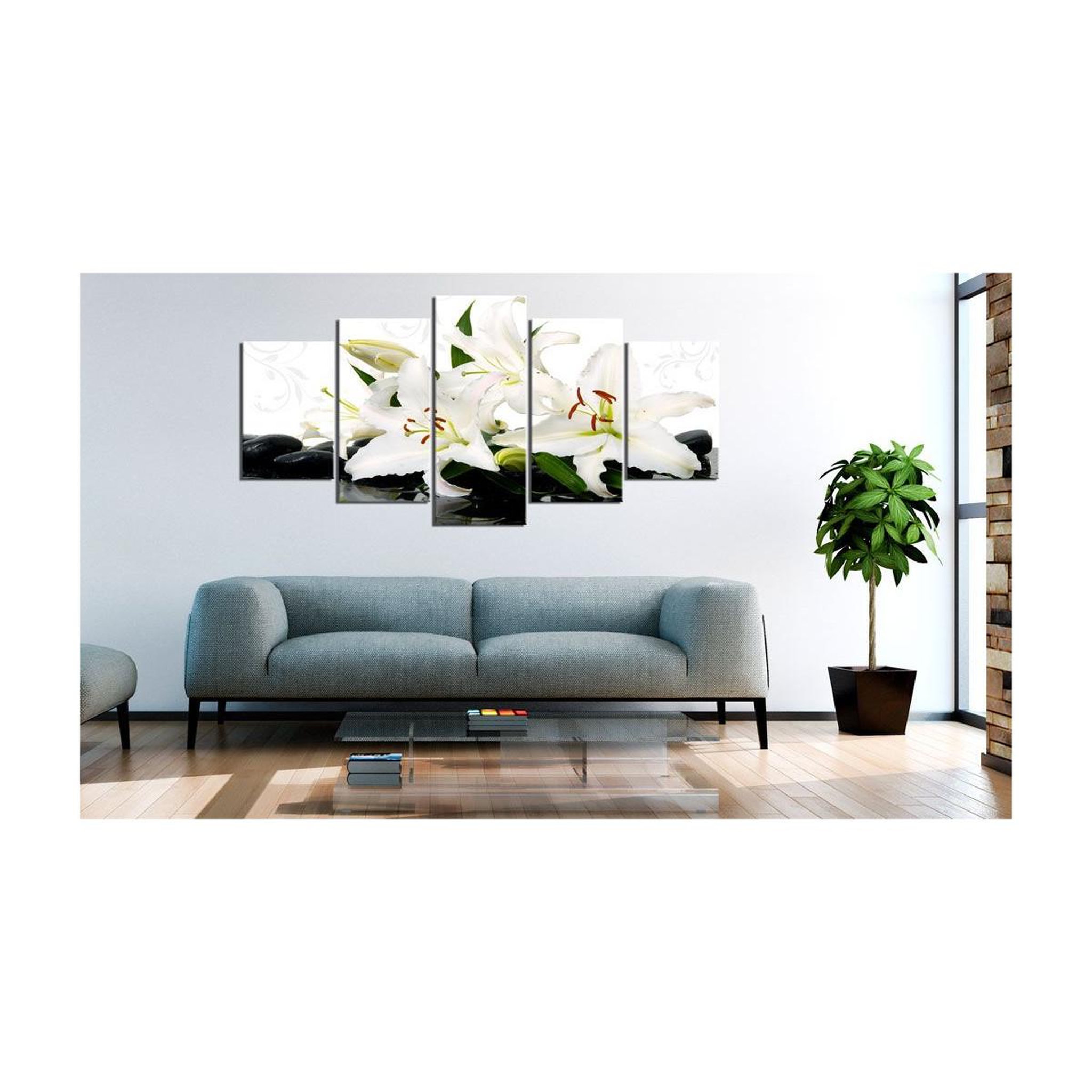 Voir la diapositive 2 : Paris Prix Tableau imprimé  lilies & zen stones