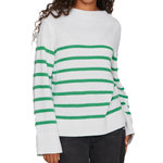 Vila Pull Blanc/Vert Femme Vila Stripe. Coloris disponibles : Blanc