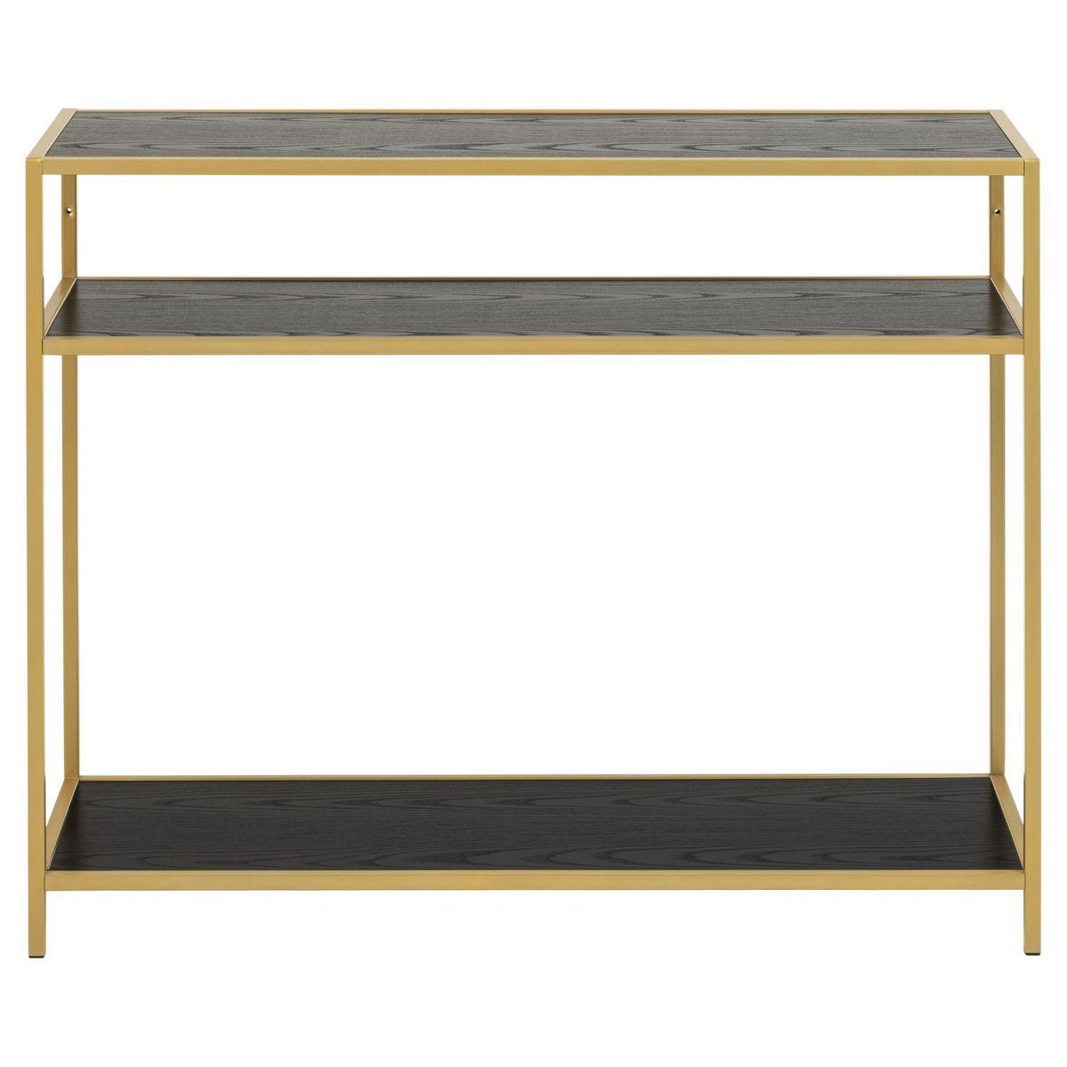 TOILINUX Console avec 2 étagères en MDF et métal - Noir et Doré