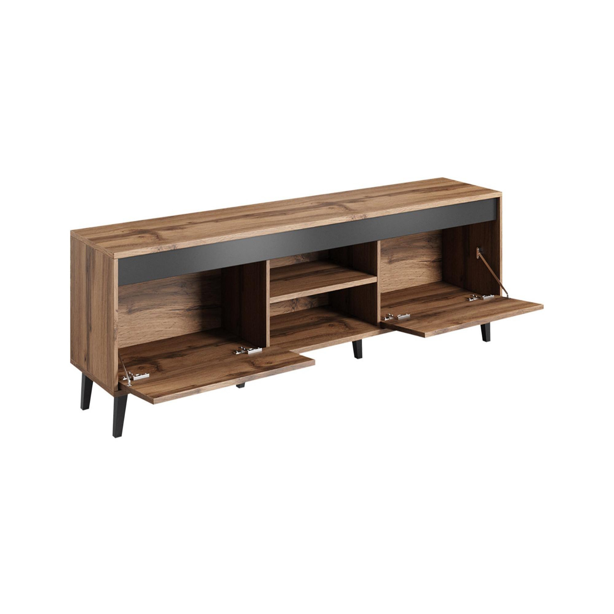 Voir la diapositive 2 : BEST MOBILIER Lord - meuble tv - effet bois et noir - 170 cm - style industriel