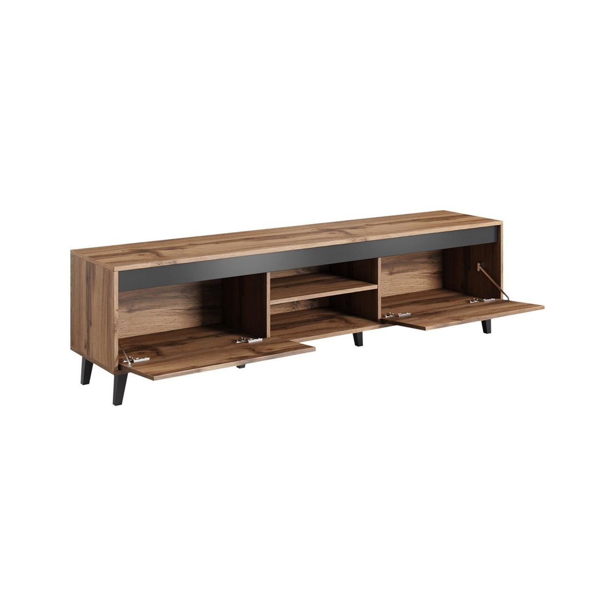 BEST MOBILIER Lord - meuble tv - effet bois et noir - 170 cm - style industriel