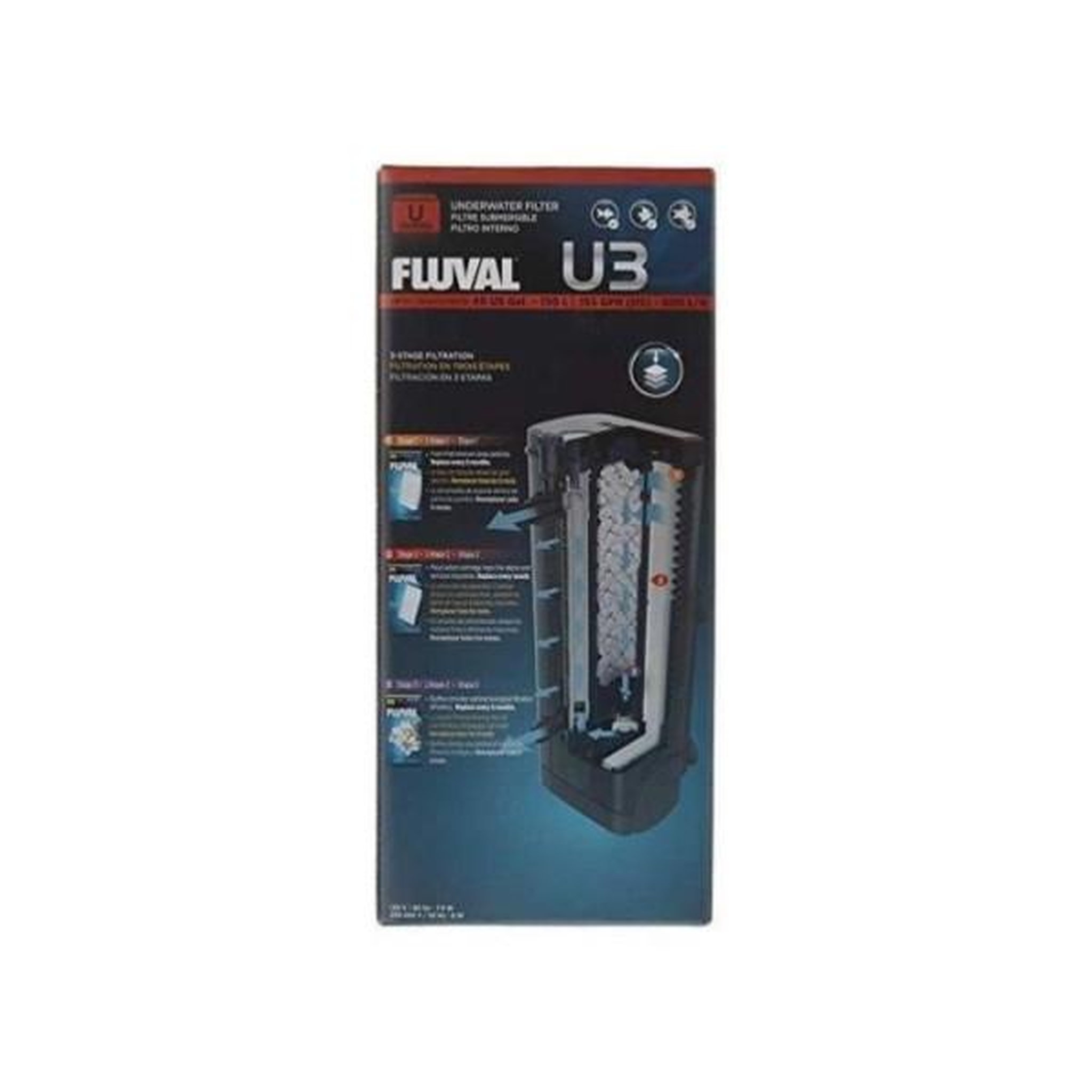 Voir la diapositive 4 : Fluval Filtre intérieur U3 Débit Max 600 L/H aquarium