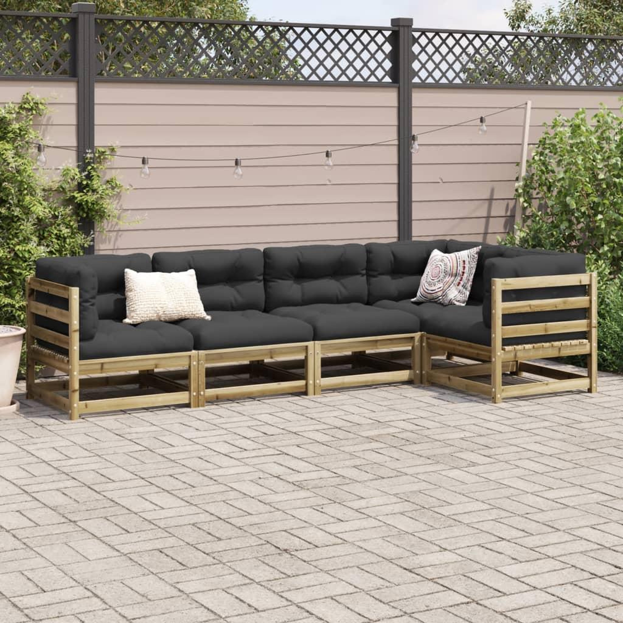 Voir la diapositive 3 : VIDAXL Salon de jardin 5 pcs bois de pin impregne