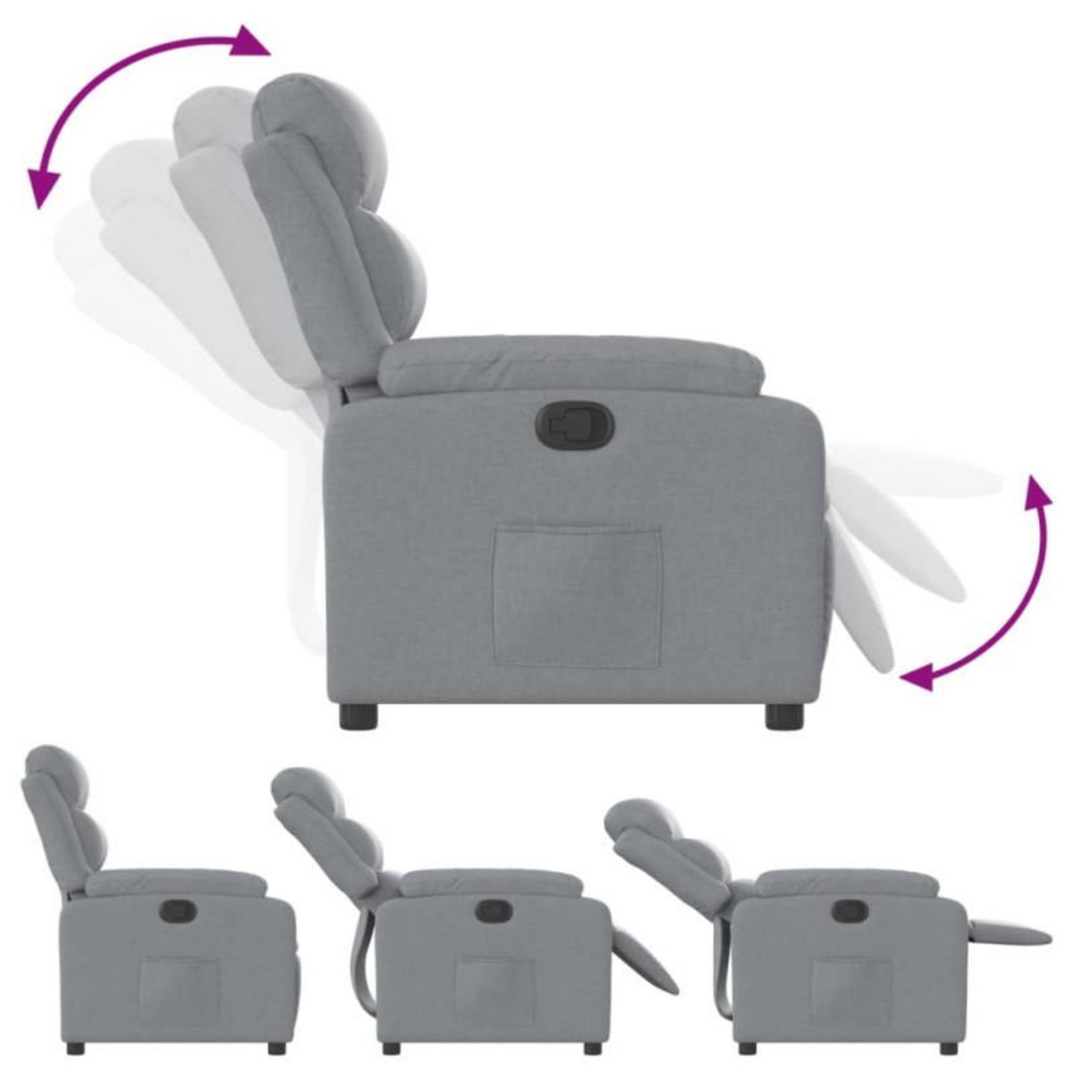 VIDAXL Fauteuil inclinable Gris clair Tissu