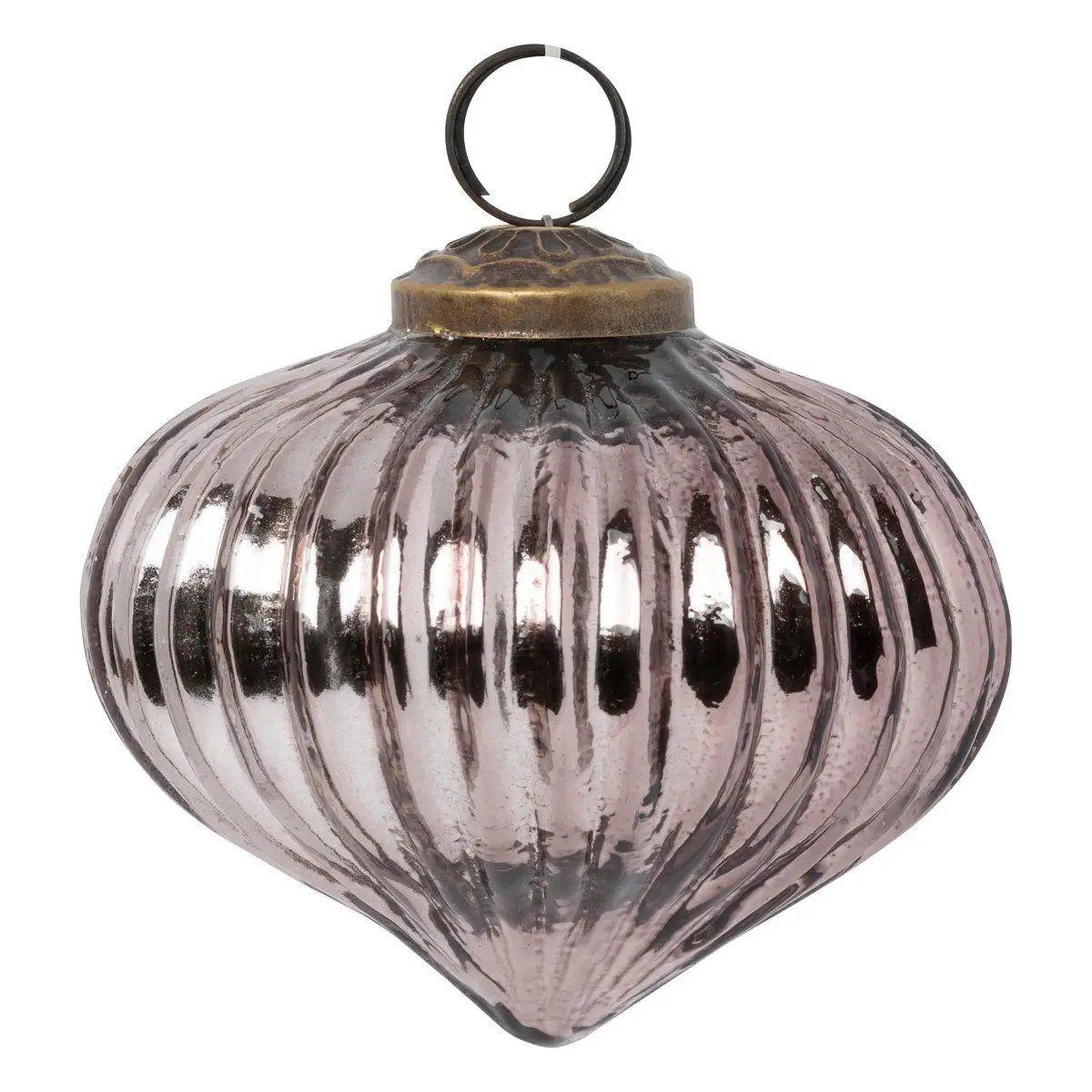 Voir la diapositive 3 : ATMOSPHERA Lot de 2 boules de noël en verre  goutte  8cm marron