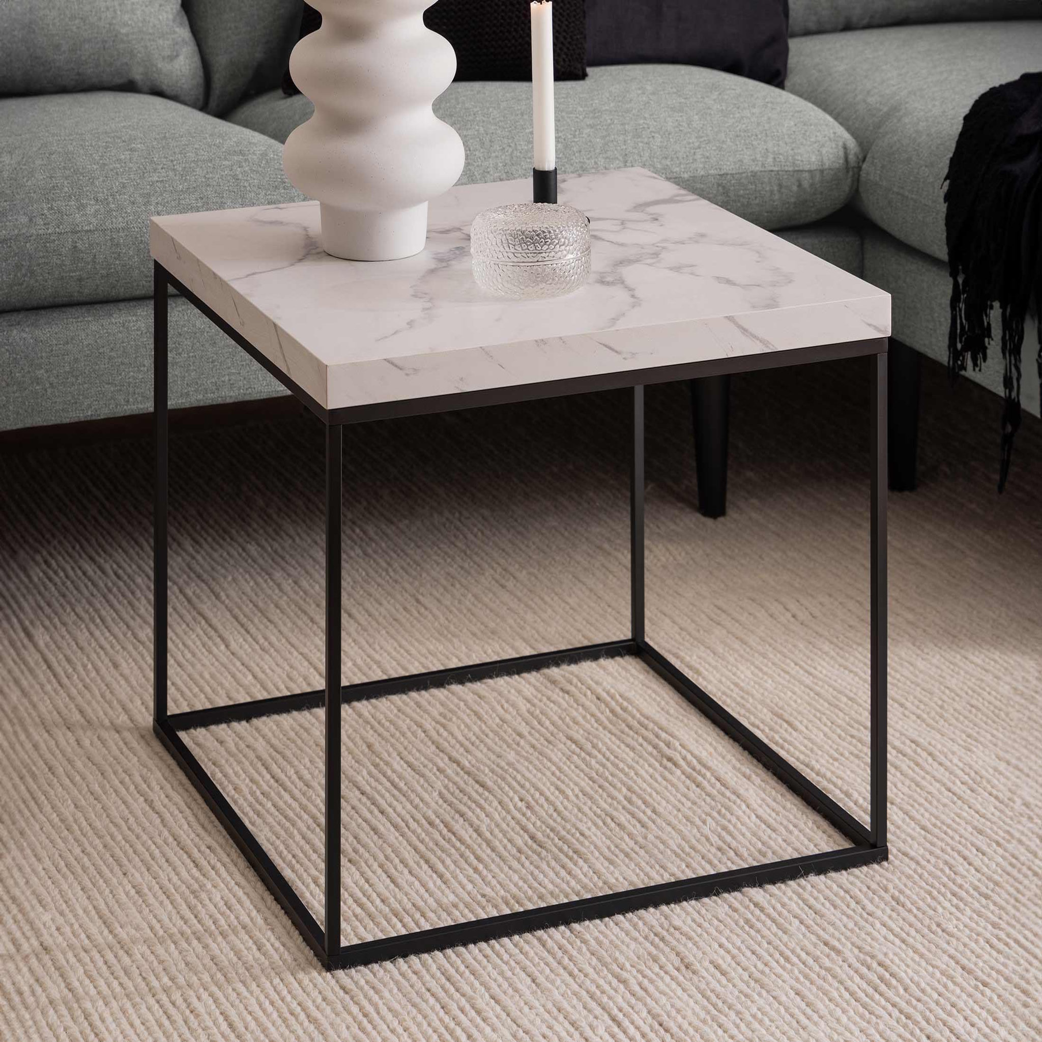 Voir la diapositive 2 : LISA DESIGN Alamosa - table basse - effet marbre blanc - 60 cm
