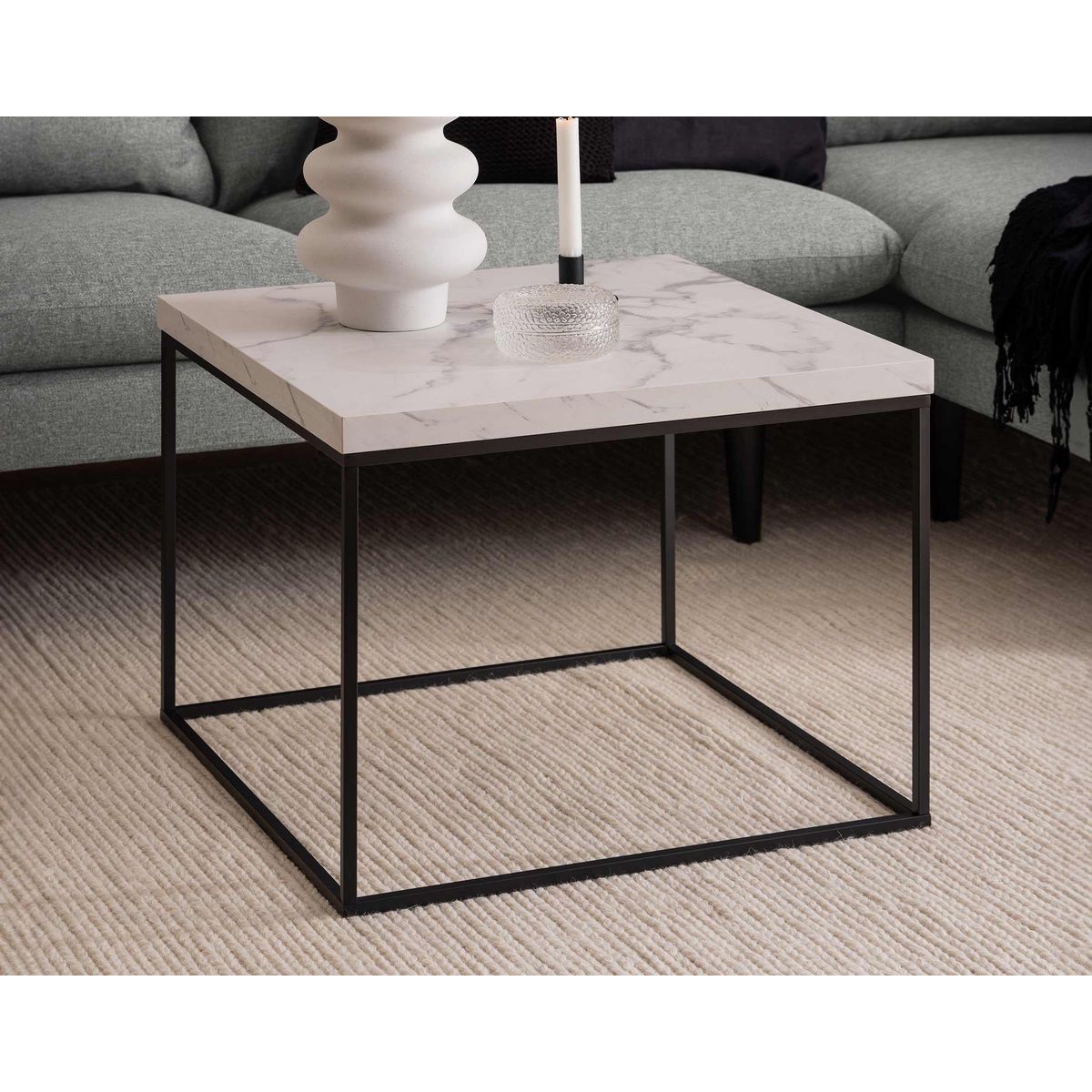 LISA DESIGN Alamosa - table basse - effet marbre blanc - 60 cm