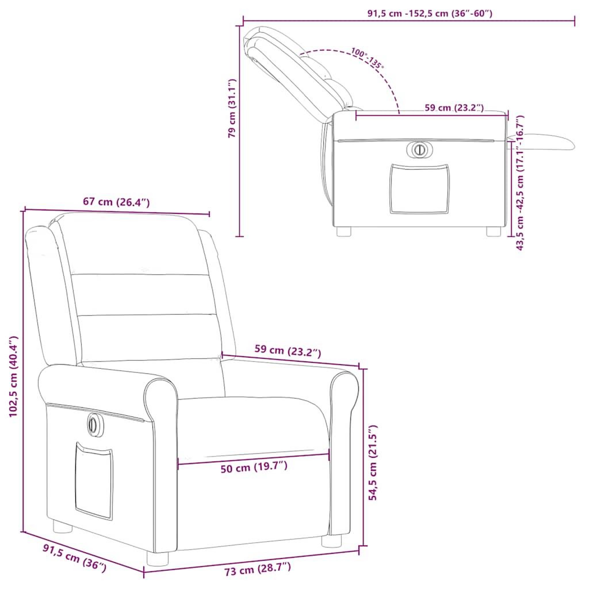 Voir la diapositive 6 : VIDAXL Fauteuil inclinable electrique Noir Tissu