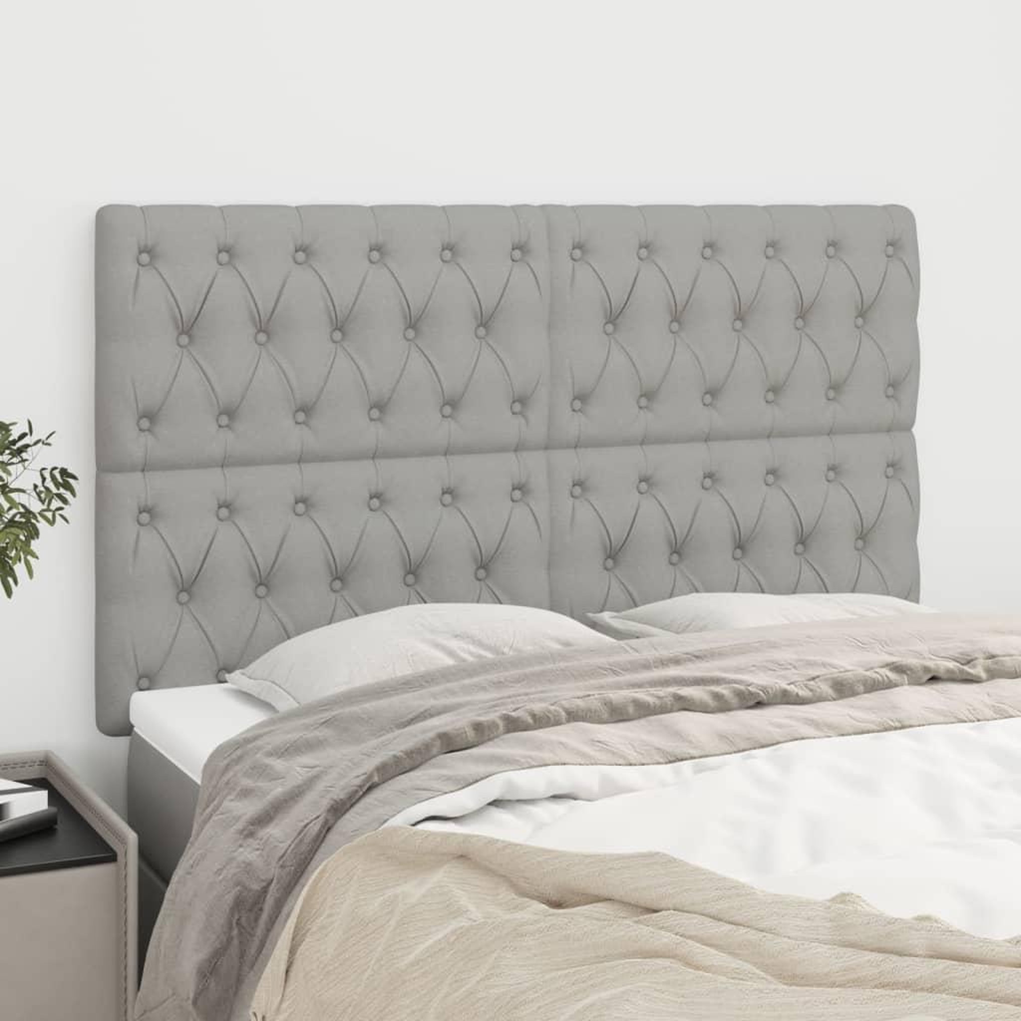 Voir la diapositive 1 : VIDAXL Tetes de lit 4 pcs Gris clair 80x7x78/88 cm Tissu