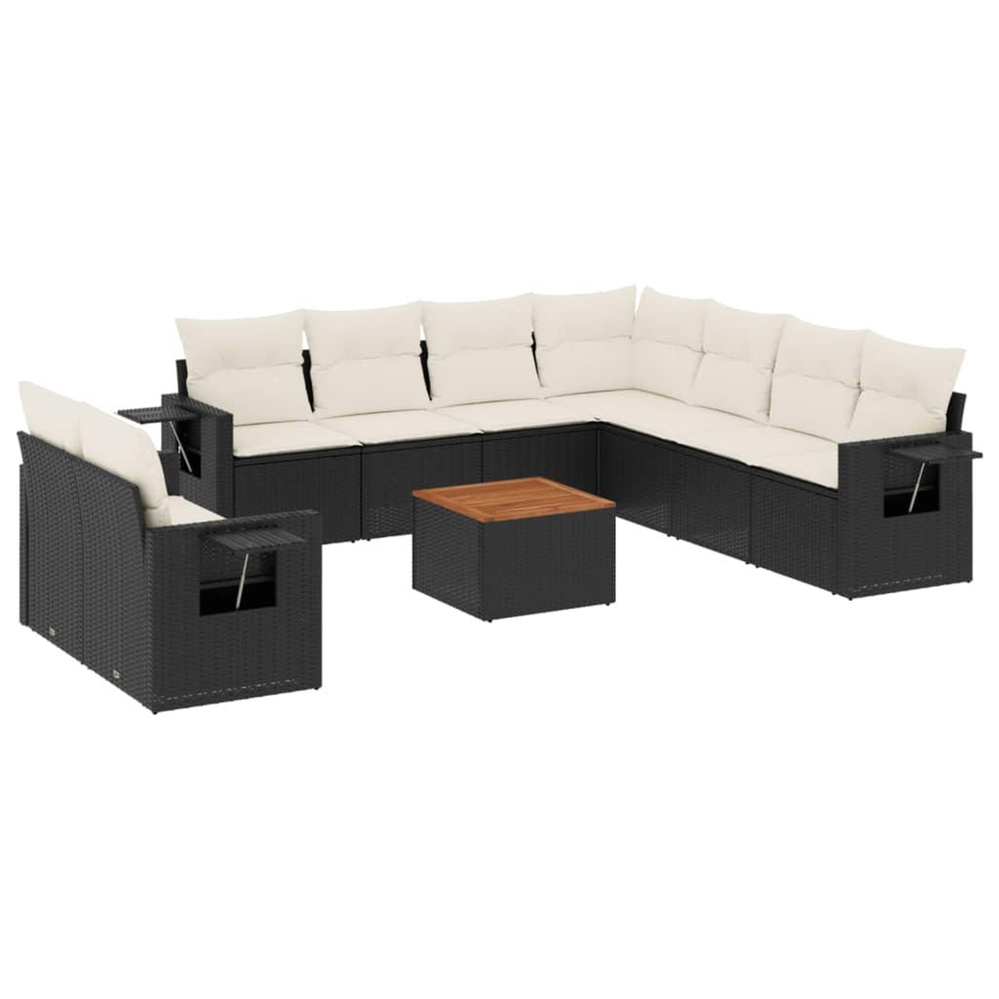 Voir la diapositive 2 : VIDAXL Salon de jardin 10 pcs avec coussins noir resine tressee