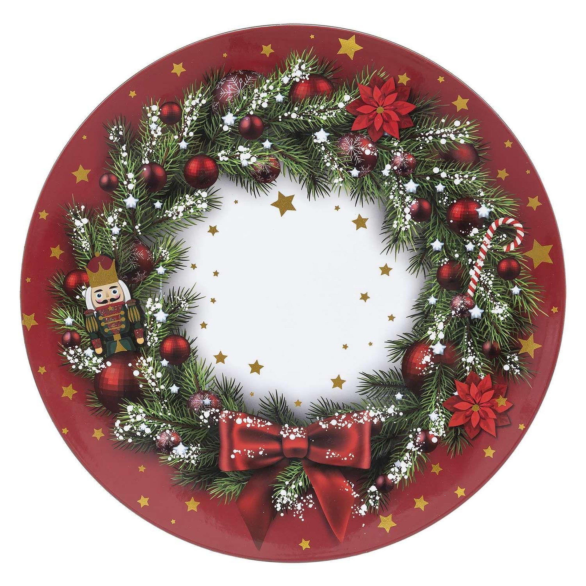 TOILINUX Lot de 12 dessous d'assiette couronne de noël d. 33 cm - rouge