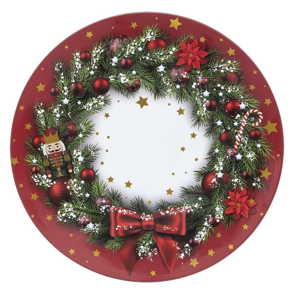 ATMOSPHERA Lot de 12 dessous d'assiette Couronne de Noël D. 33 cm - Rouge