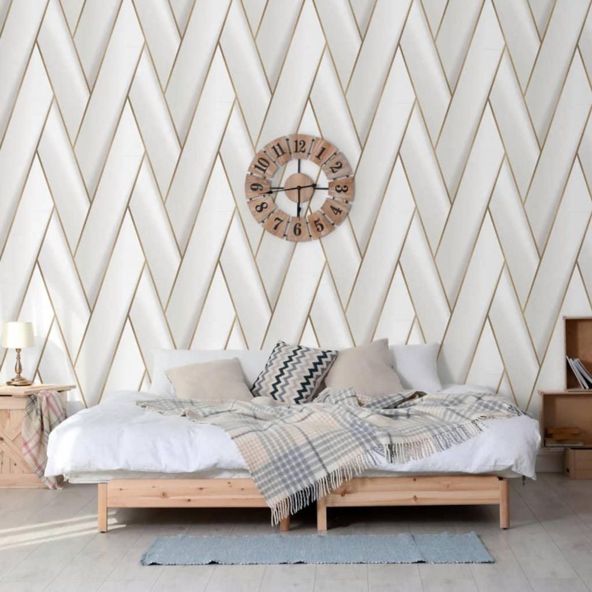 DUTCH WALLCOVERINGS DUTCH WALLCOVERINGS Papier peint Geometric Blanc et dore