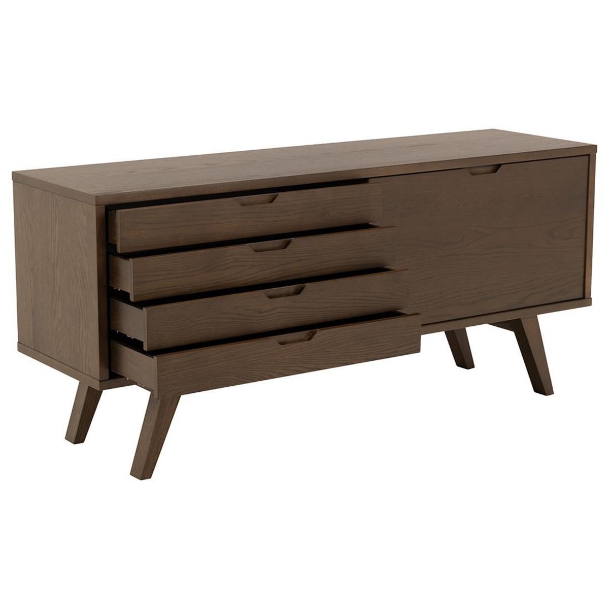 LISA DESIGN Pauline - buffet - chêne foncé - 4 tiroirs et 1 porte - 160 cm