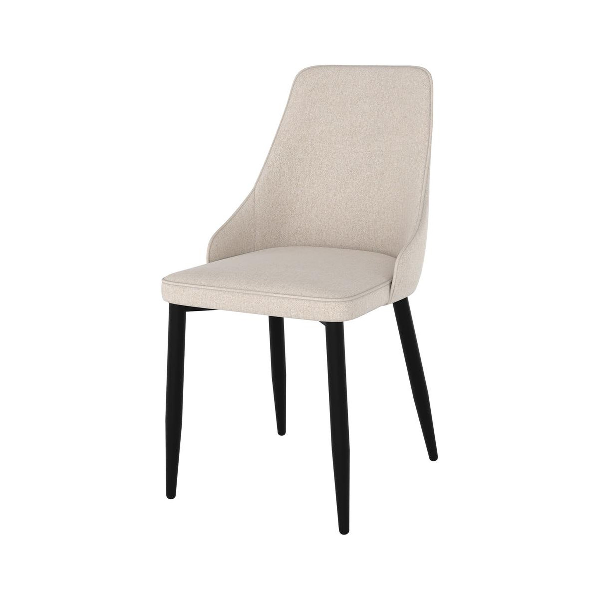 Voir la diapositive 5 : MAISON PAVANE Lot de 2 chaises en tissu beige et pieds en métal-pipo