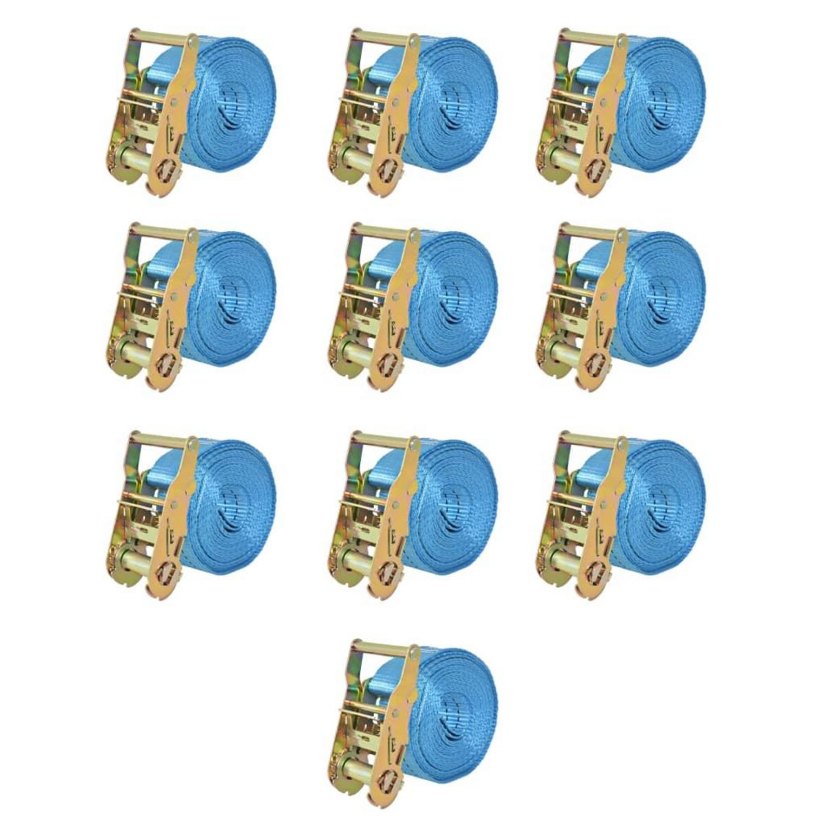 VIDAXL Sangle d'arrimage a cliquet 10 pcs 2 tonnes 6 m x 38 mm Bleu