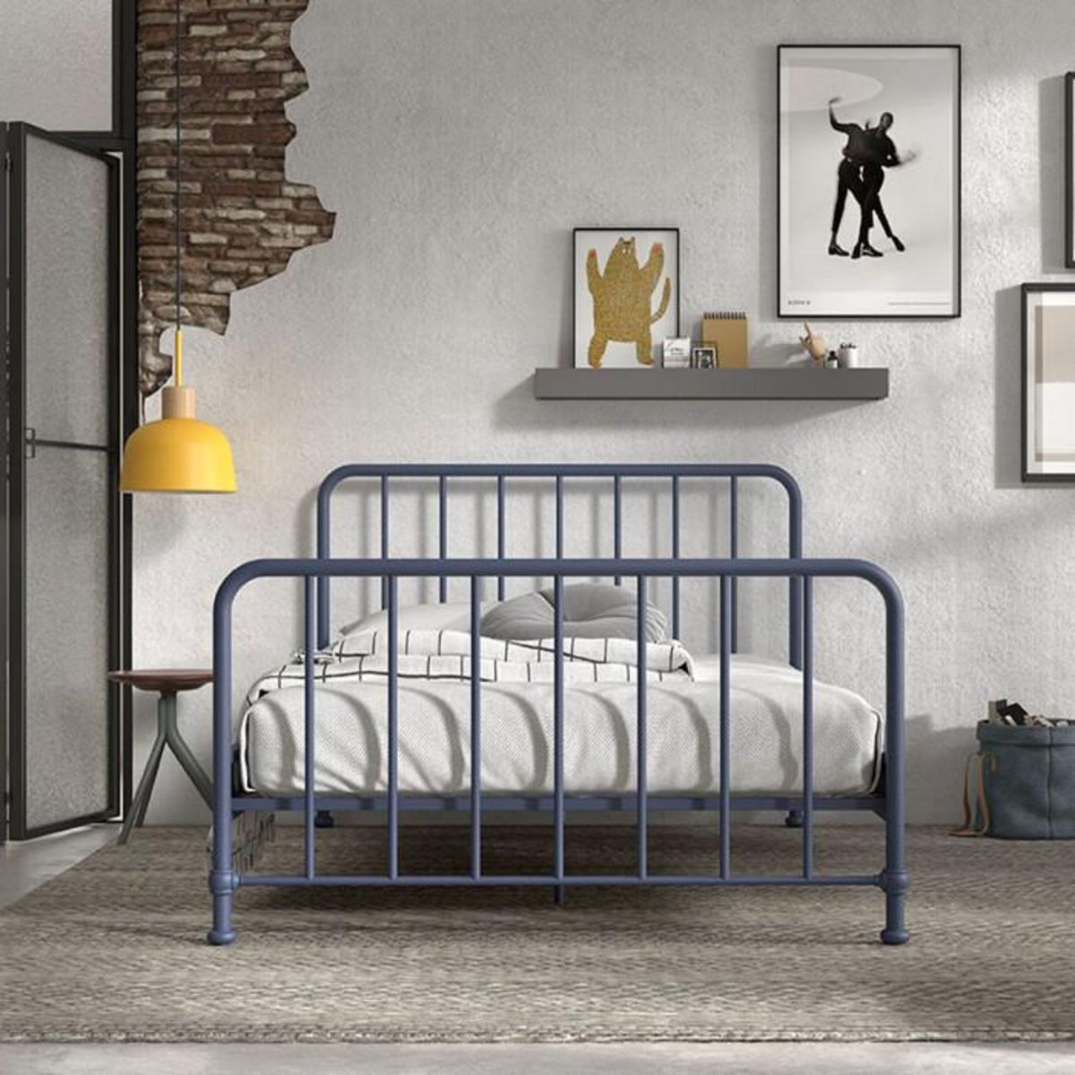 Paris Prix Lit Enfant  Bronxx  140x200cm Bleu Mat